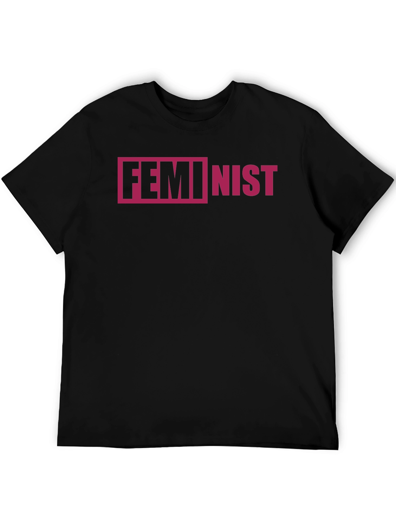 Feminist Graphic Tee - Black Crew Neck Cotton Blend Shirt