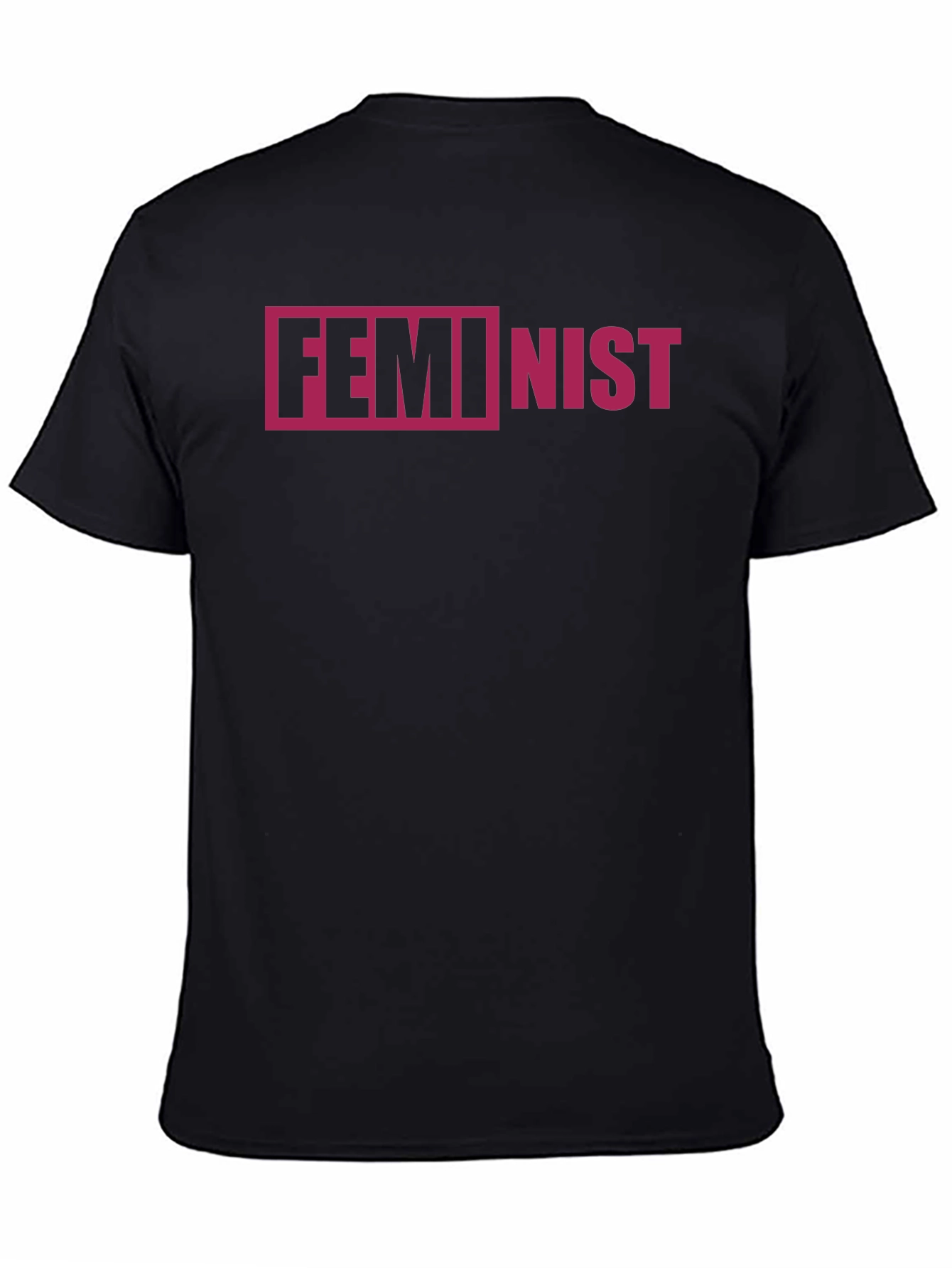 Feminist Graphic Tee - Black Crew Neck Cotton Blend Shirt