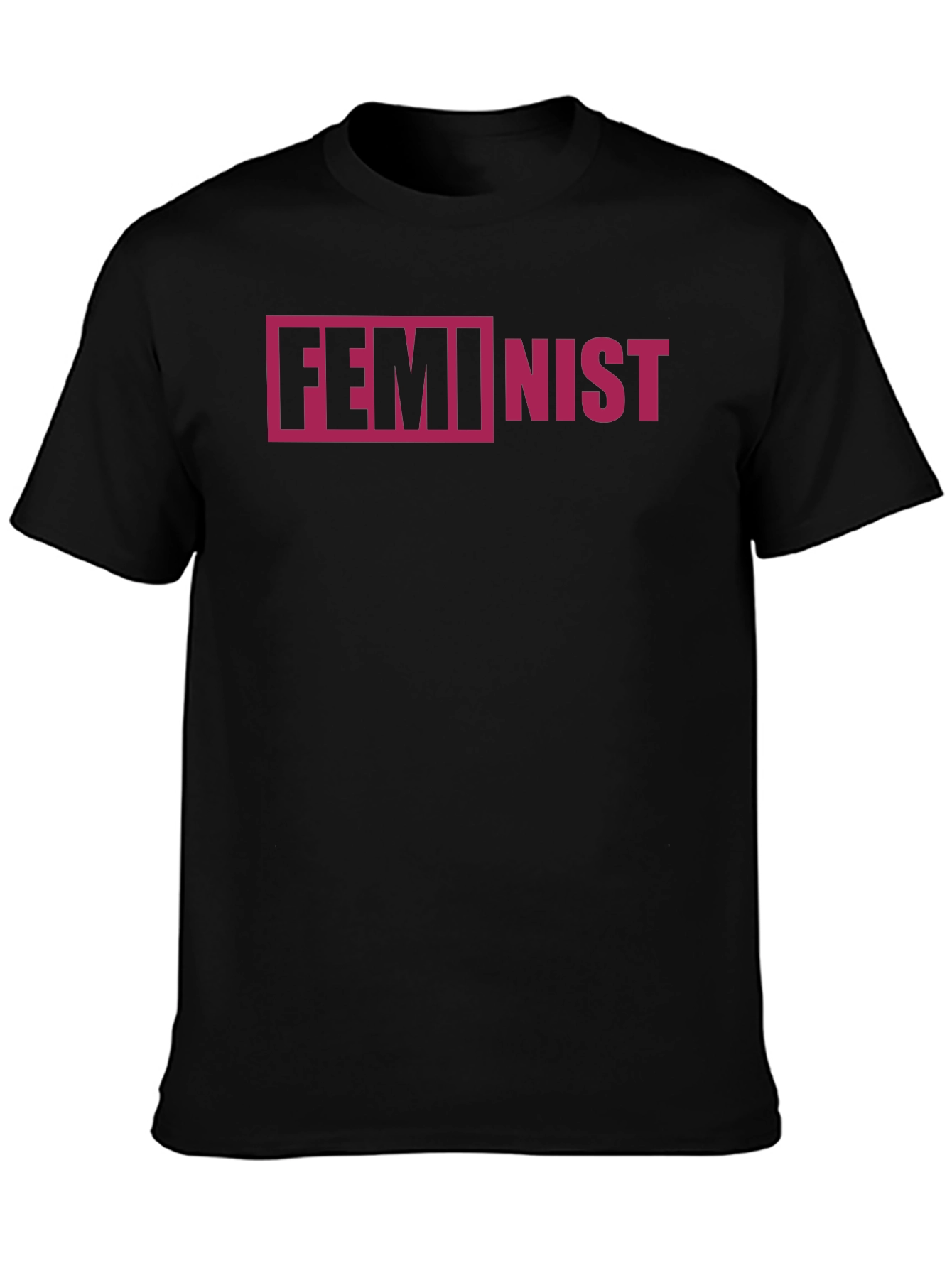 Feminist Graphic Tee - Black Crew Neck Cotton Blend Shirt