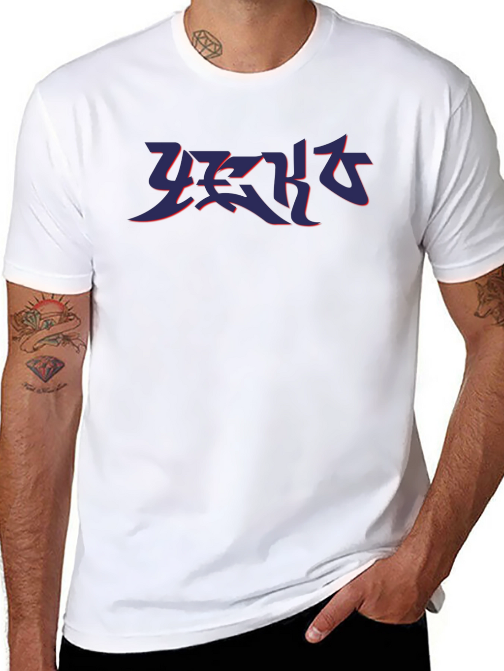 Black T-Shirt with Abstract Graphic Print