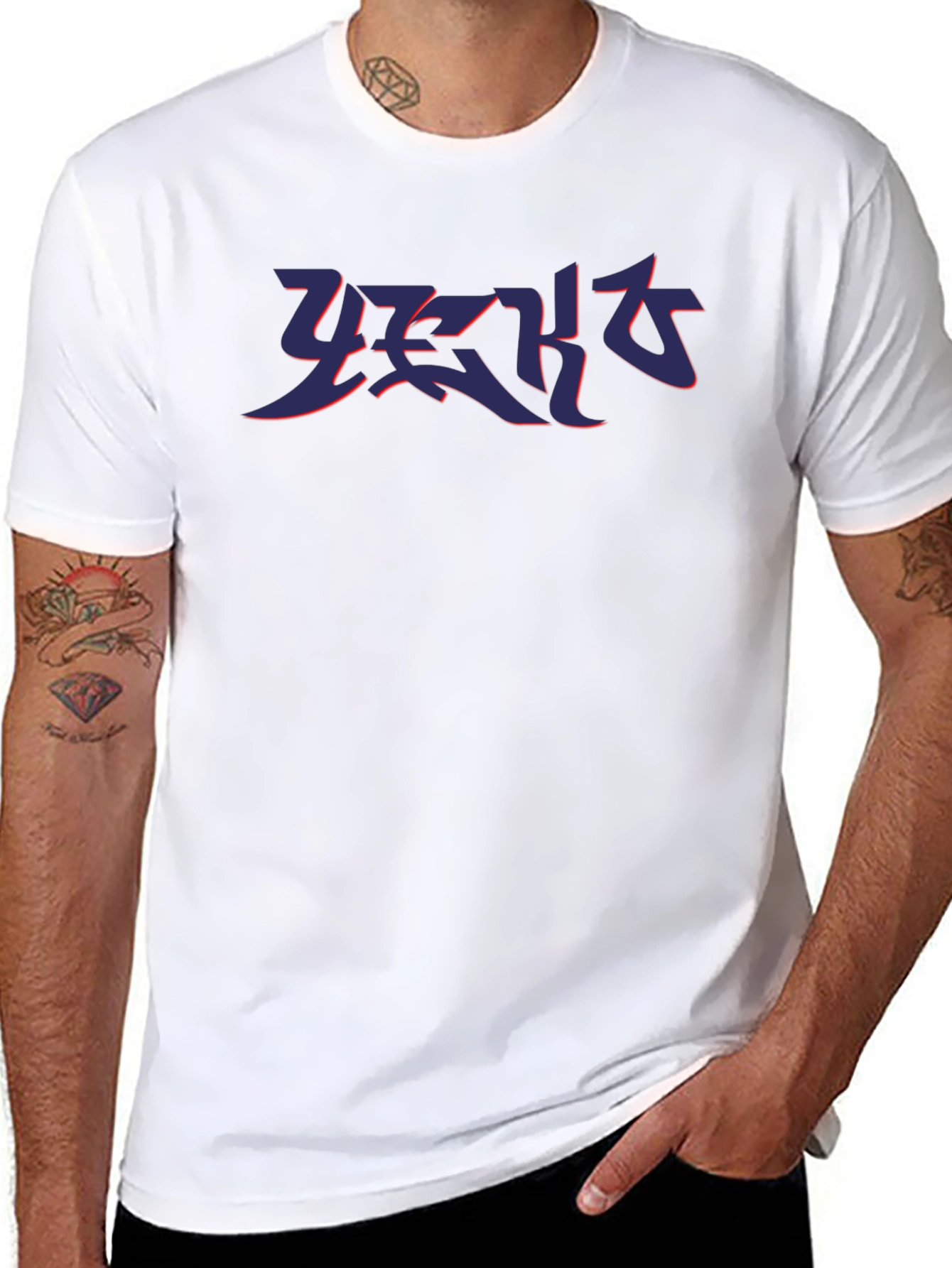 Black T-Shirt with Abstract Graphic Print