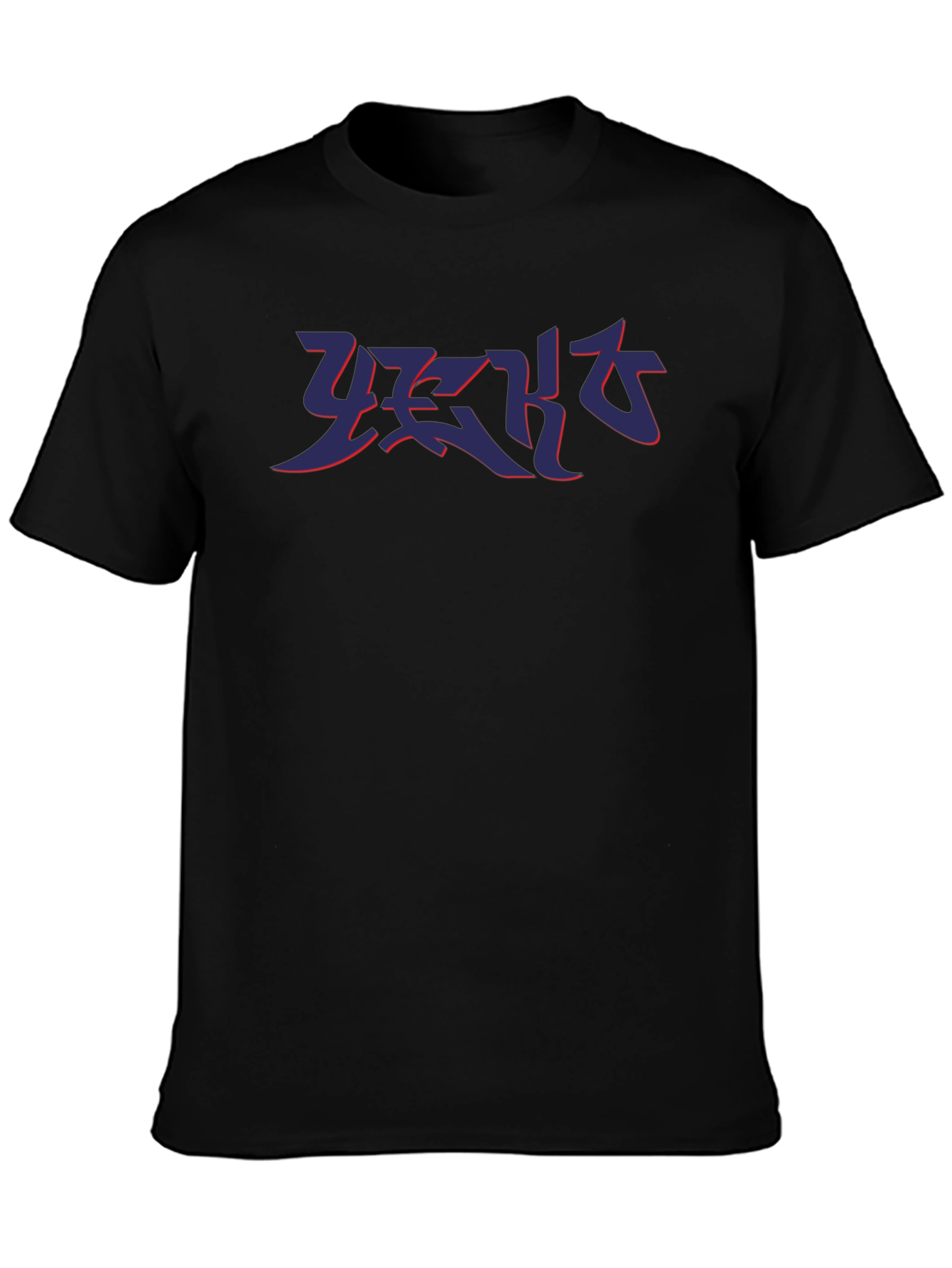 Black T-Shirt with Abstract Graphic Print