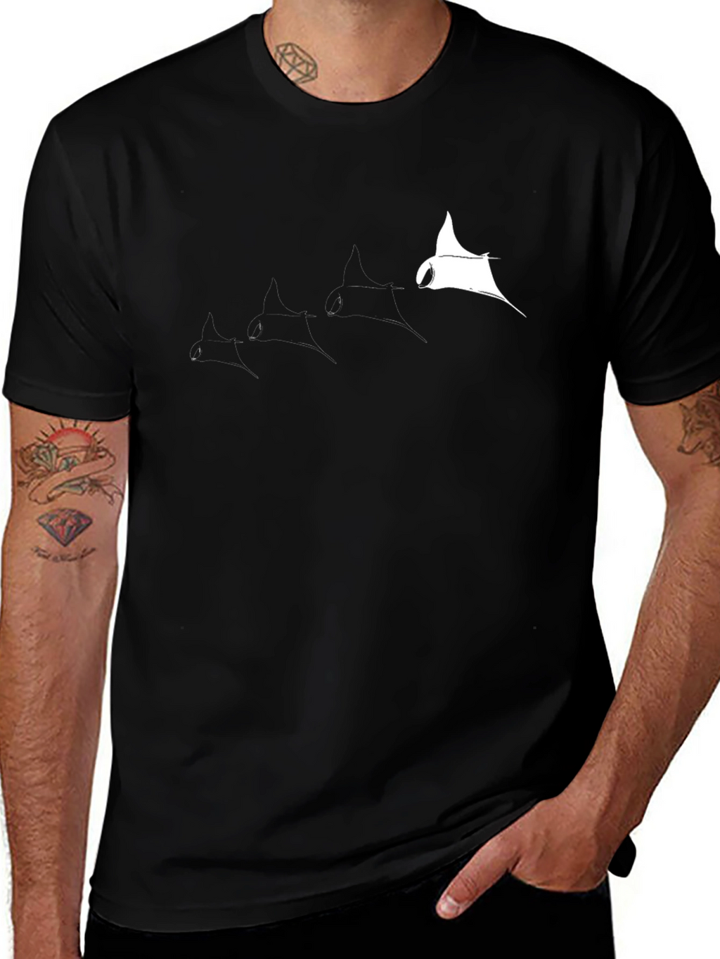 Manta Ray Graphic Tee - Cool Black T-Shirt
