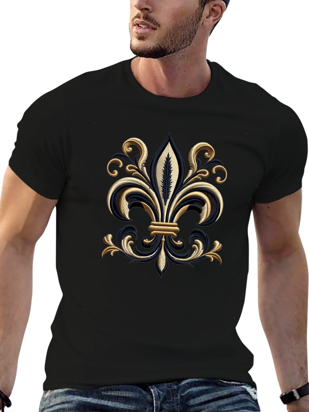 Embroidered Fleur-de-Lis T-Shirt