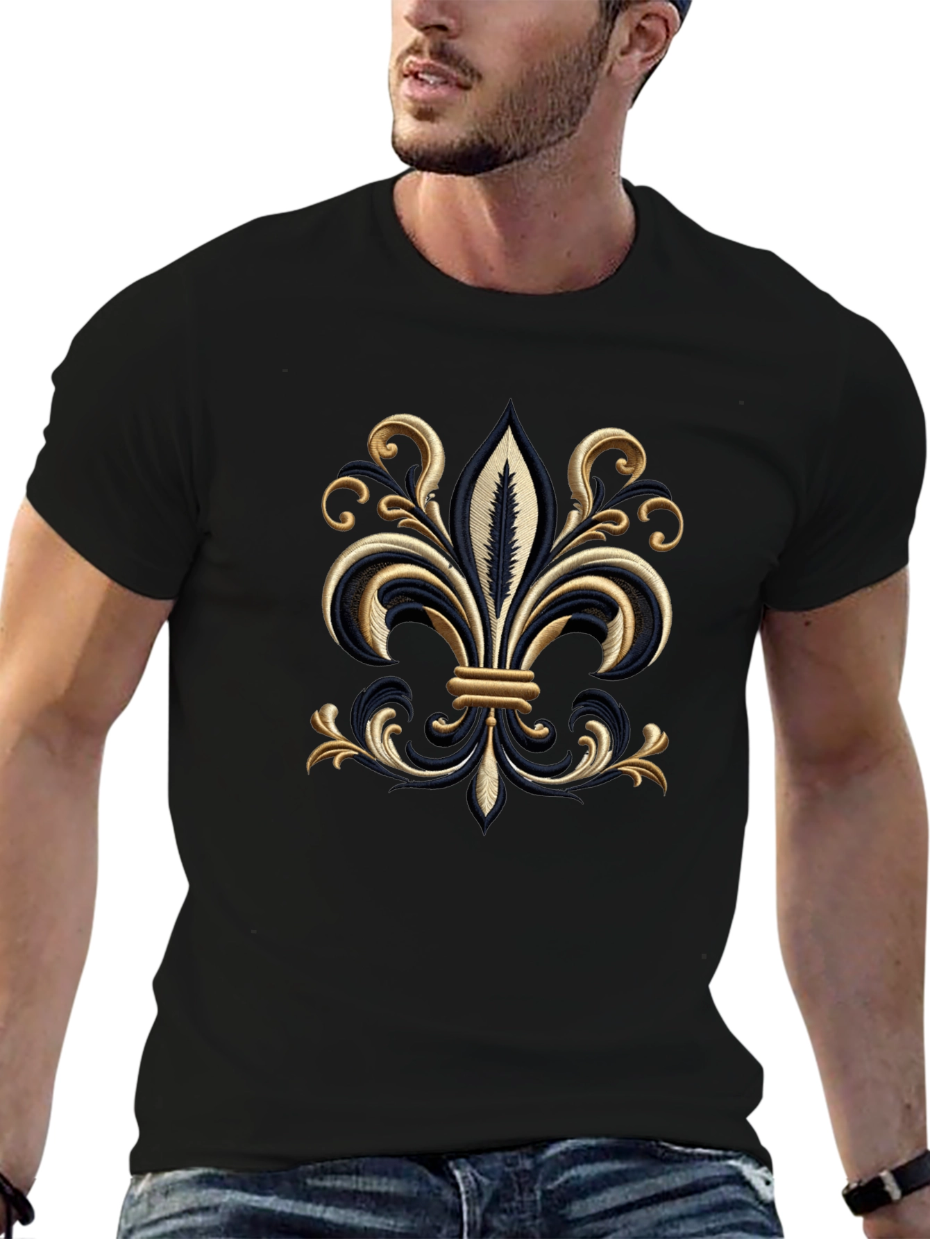 Embroidered Fleur-de-Lis T-Shirt