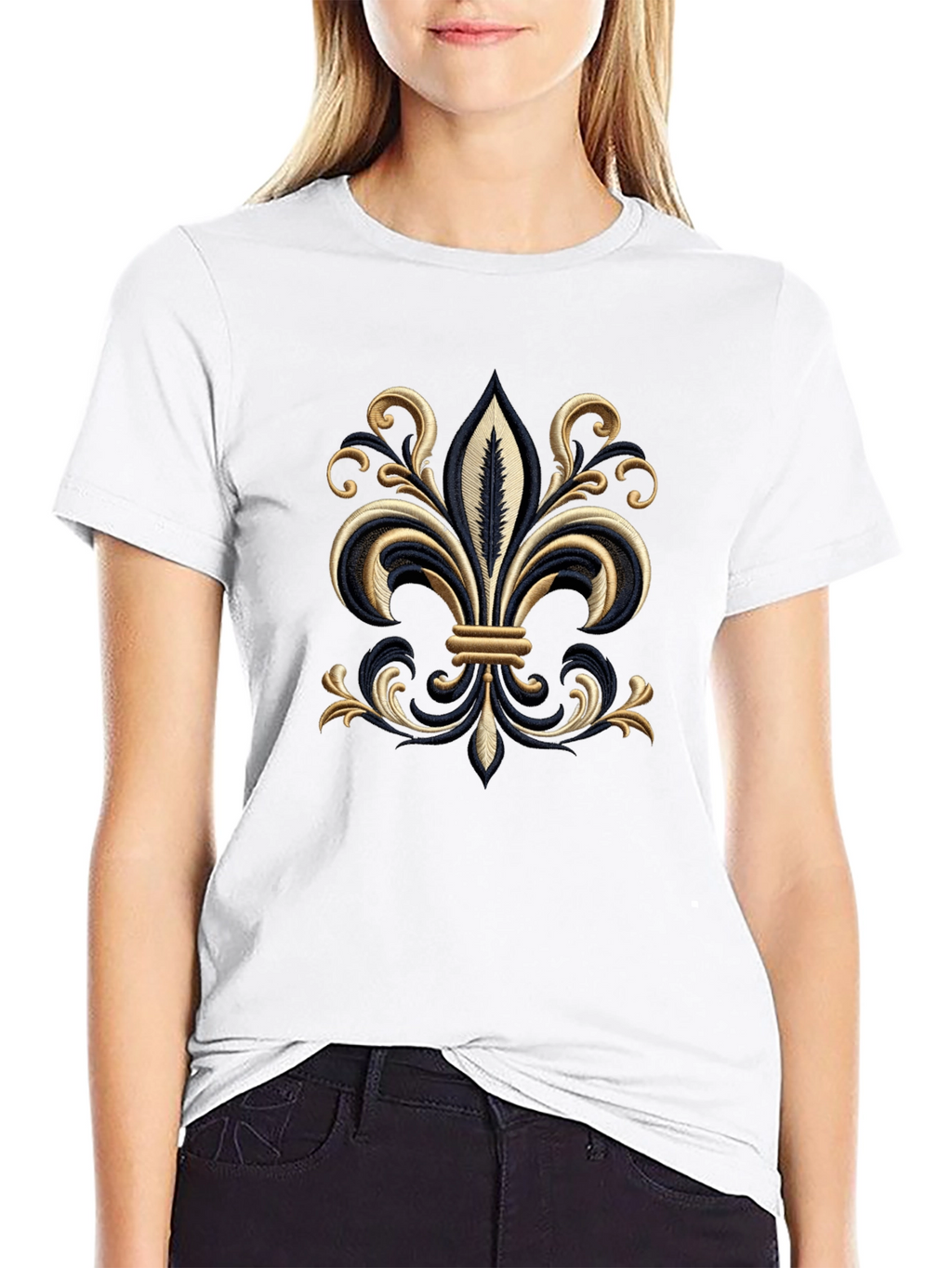 Embroidered Fleur-de-Lis T-Shirt