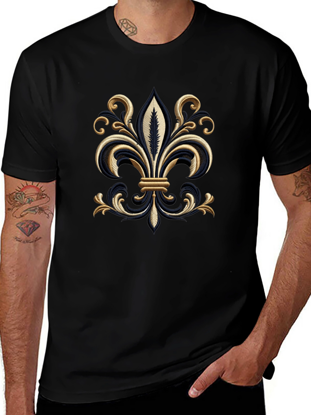 Embroidered Fleur-de-Lis T-Shirt