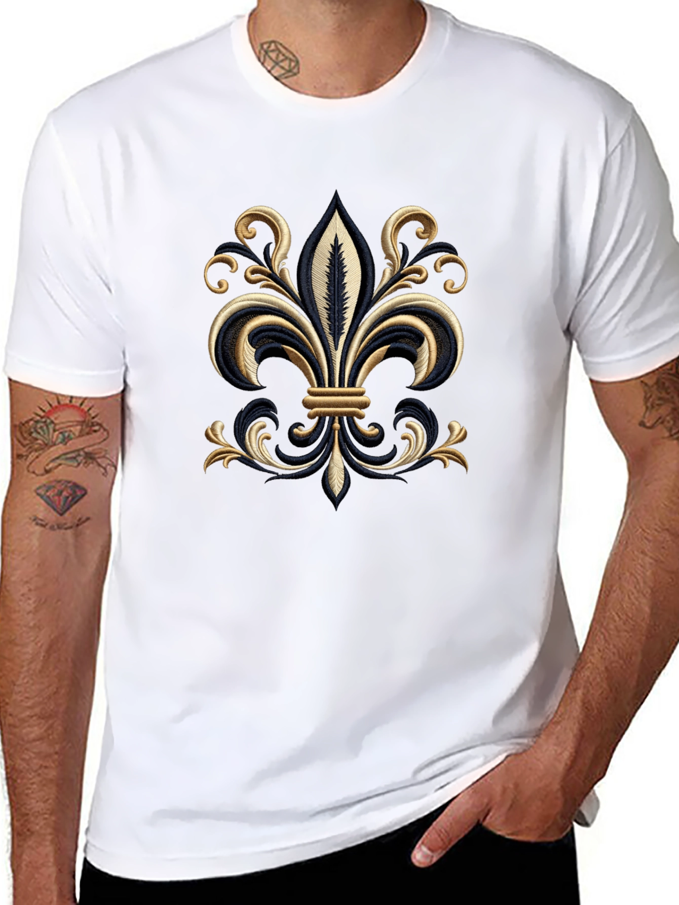Embroidered Fleur-de-Lis T-Shirt