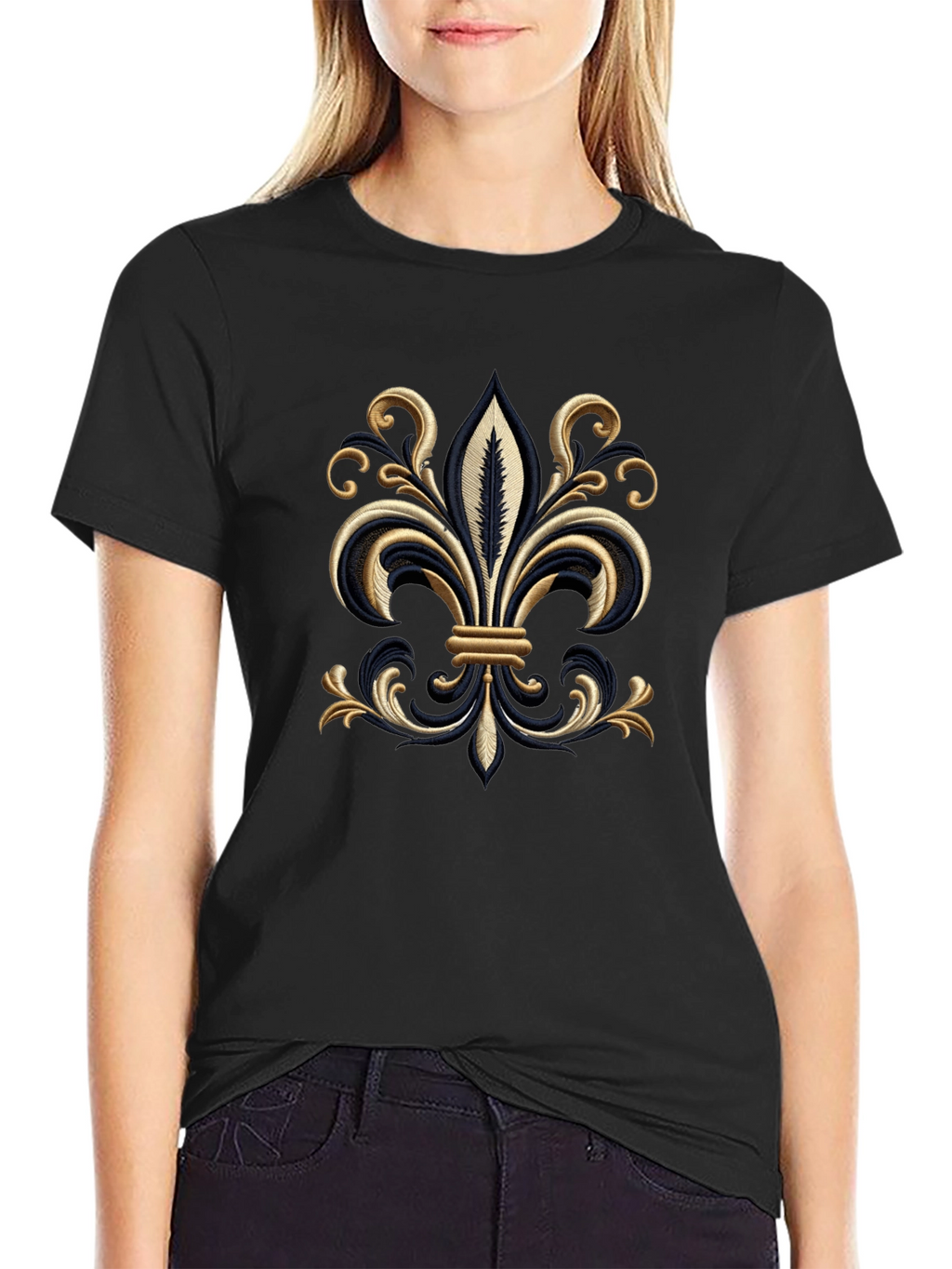 Embroidered Fleur-de-Lis T-Shirt