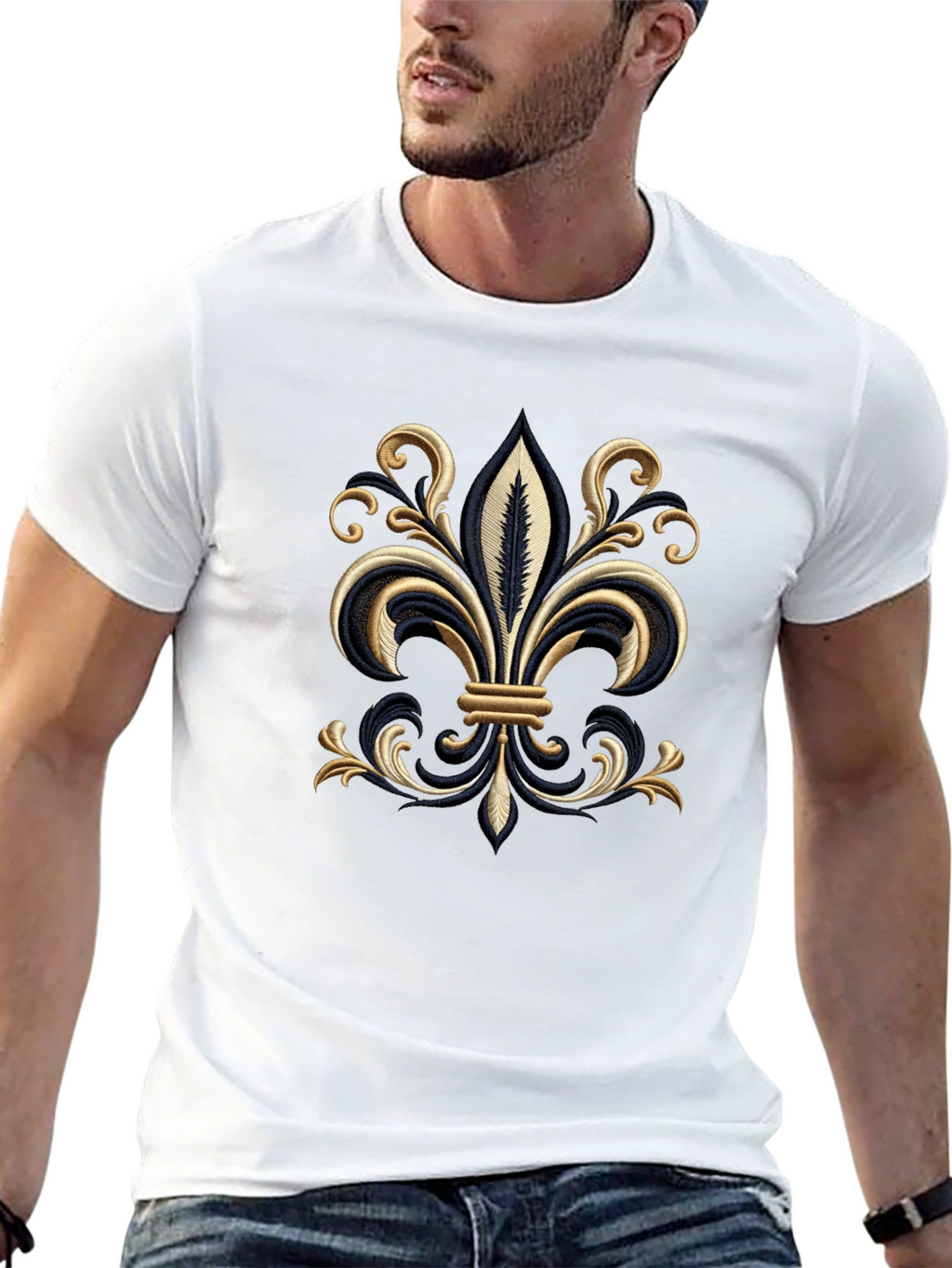 Embroidered Fleur-de-Lis T-Shirt