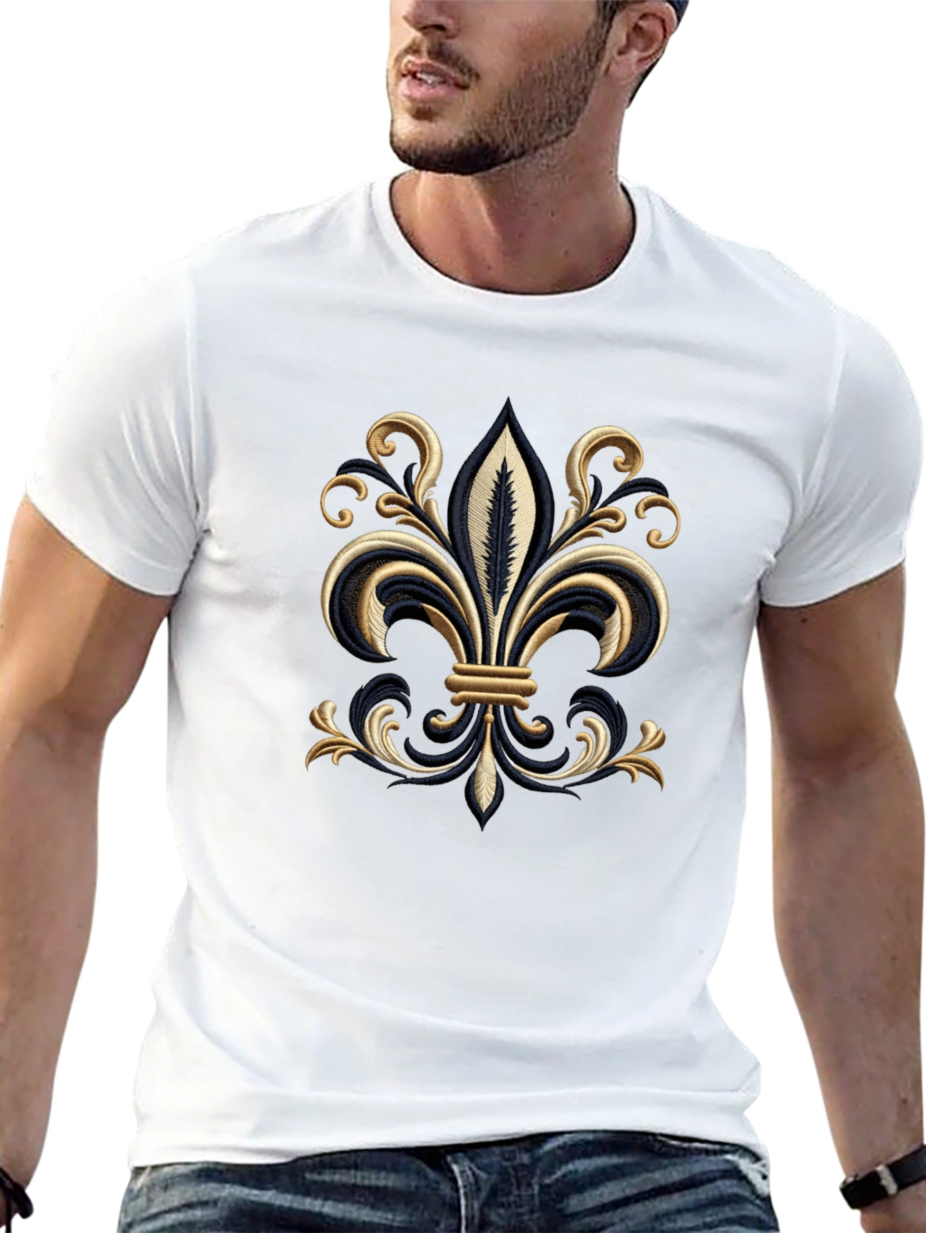 Embroidered Fleur-de-Lis T-Shirt