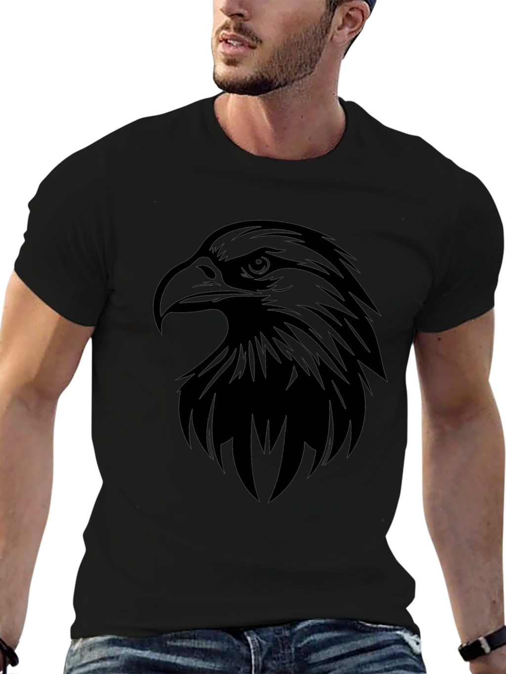 Bold Eagle Graphic Black T-Shirt for Men