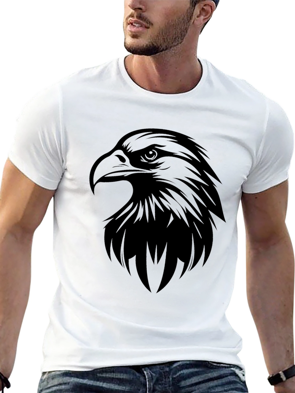 Bold Eagle Graphic Black T-Shirt for Men