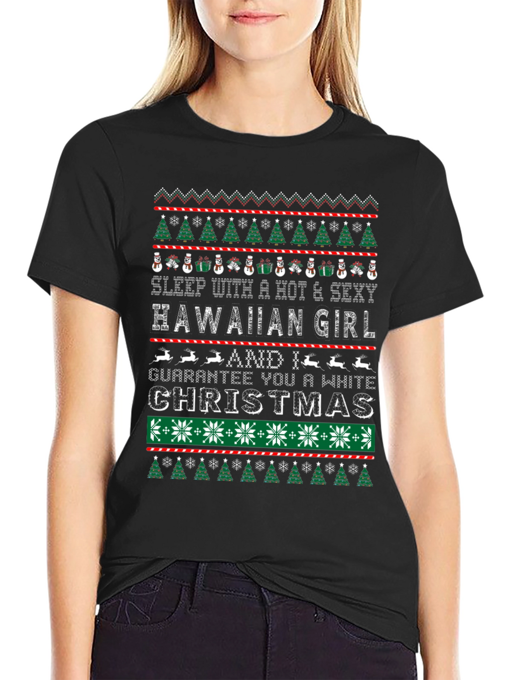 Hawaiian Girl Christmas Graphic Tee