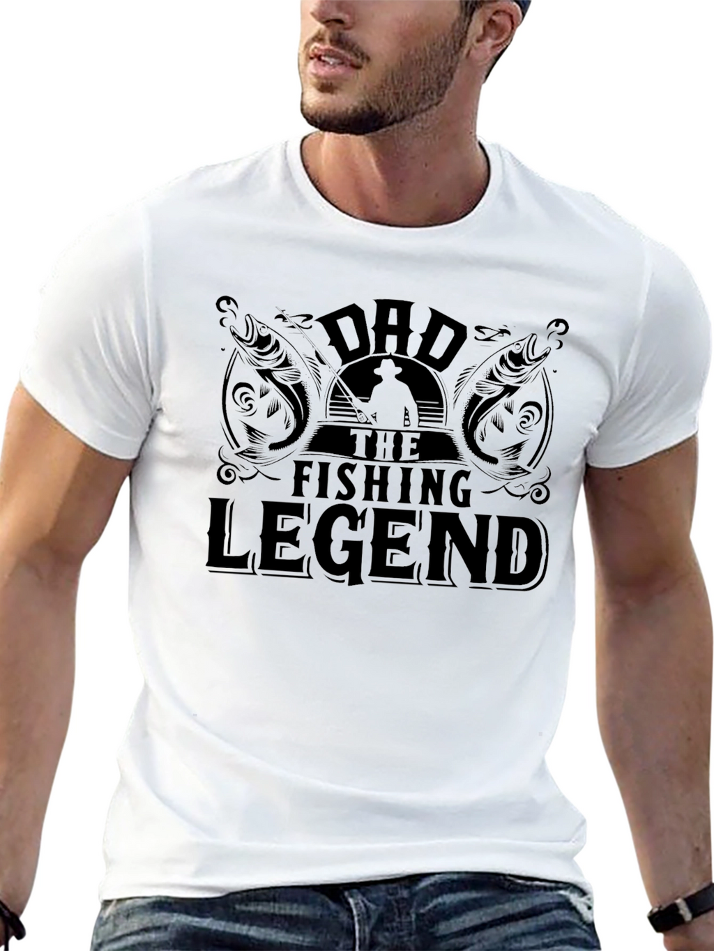 Dad the Fishing Legend Black T-Shirt