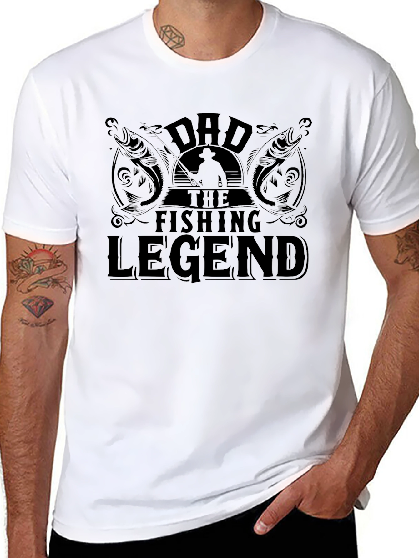 Dad the Fishing Legend Black T-Shirt