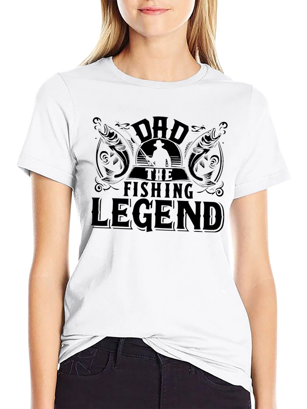Dad the Fishing Legend Black T-Shirt