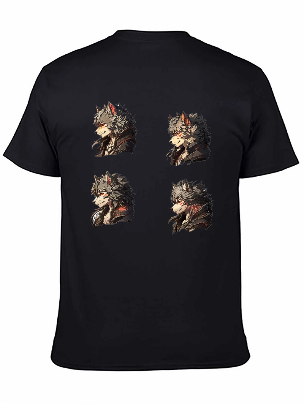 Anime Wolf Portrait Black Graphic Tee