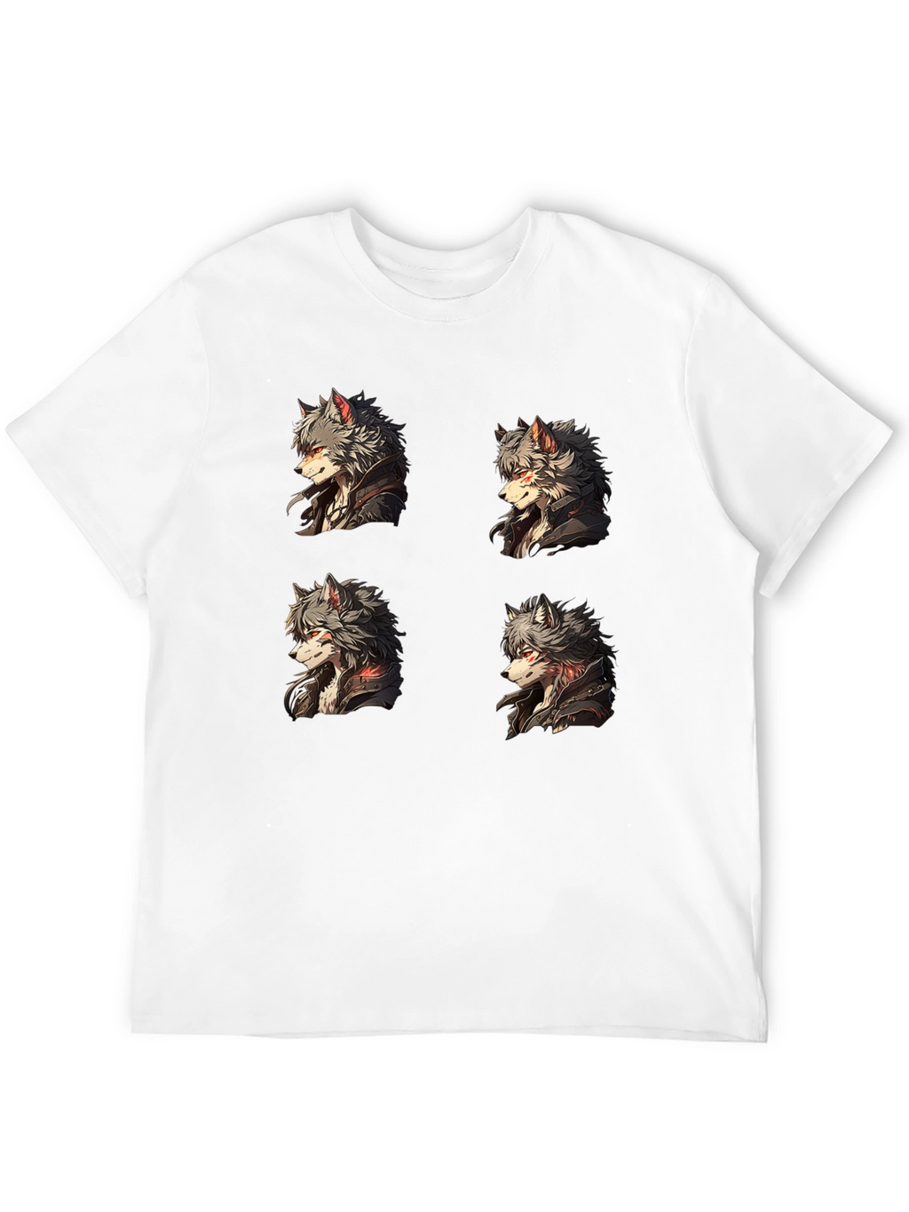 Anime Wolf Portrait Black Graphic Tee