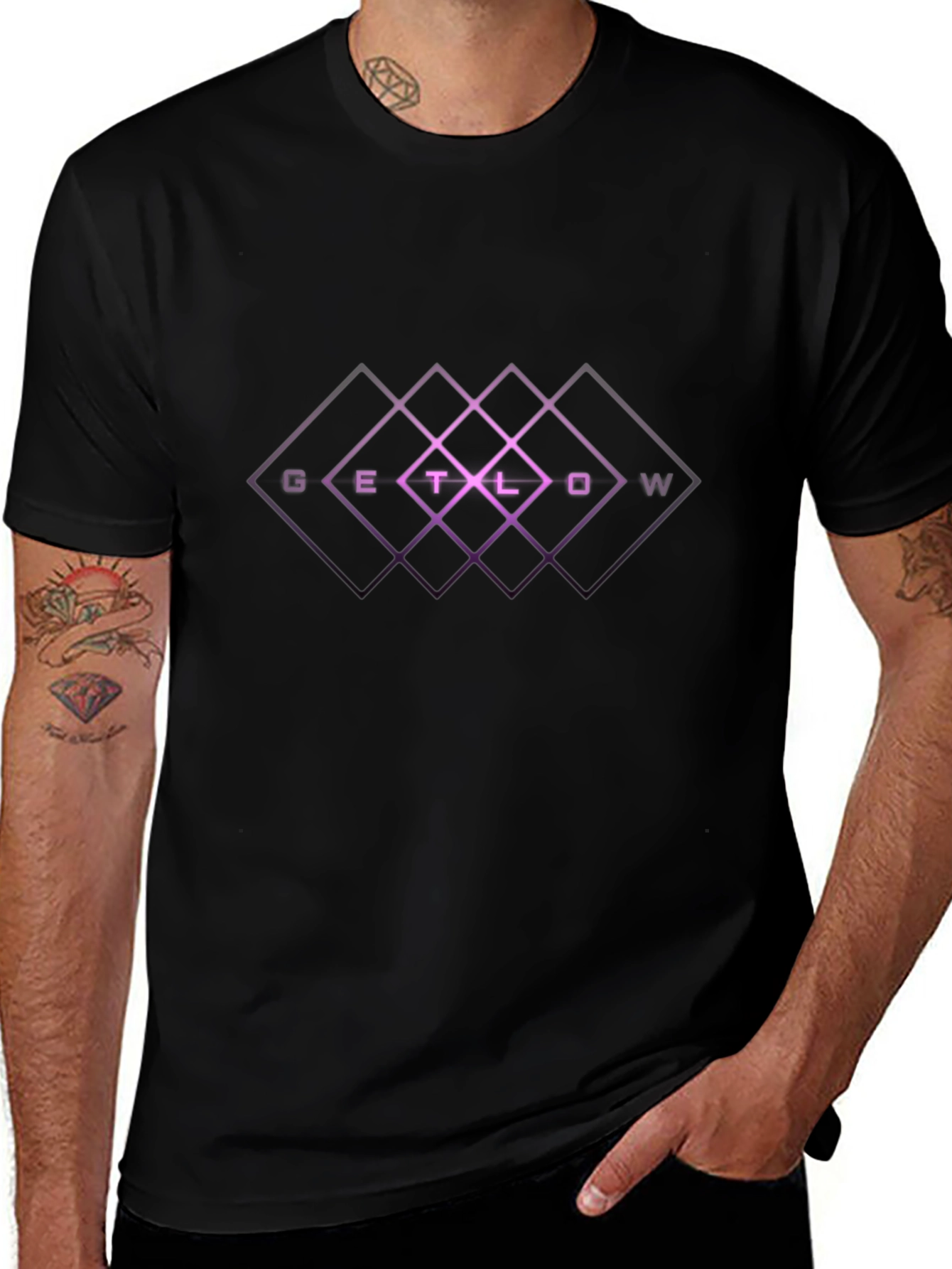 Get Low Graphic T-Shirt - Black Crew Neck