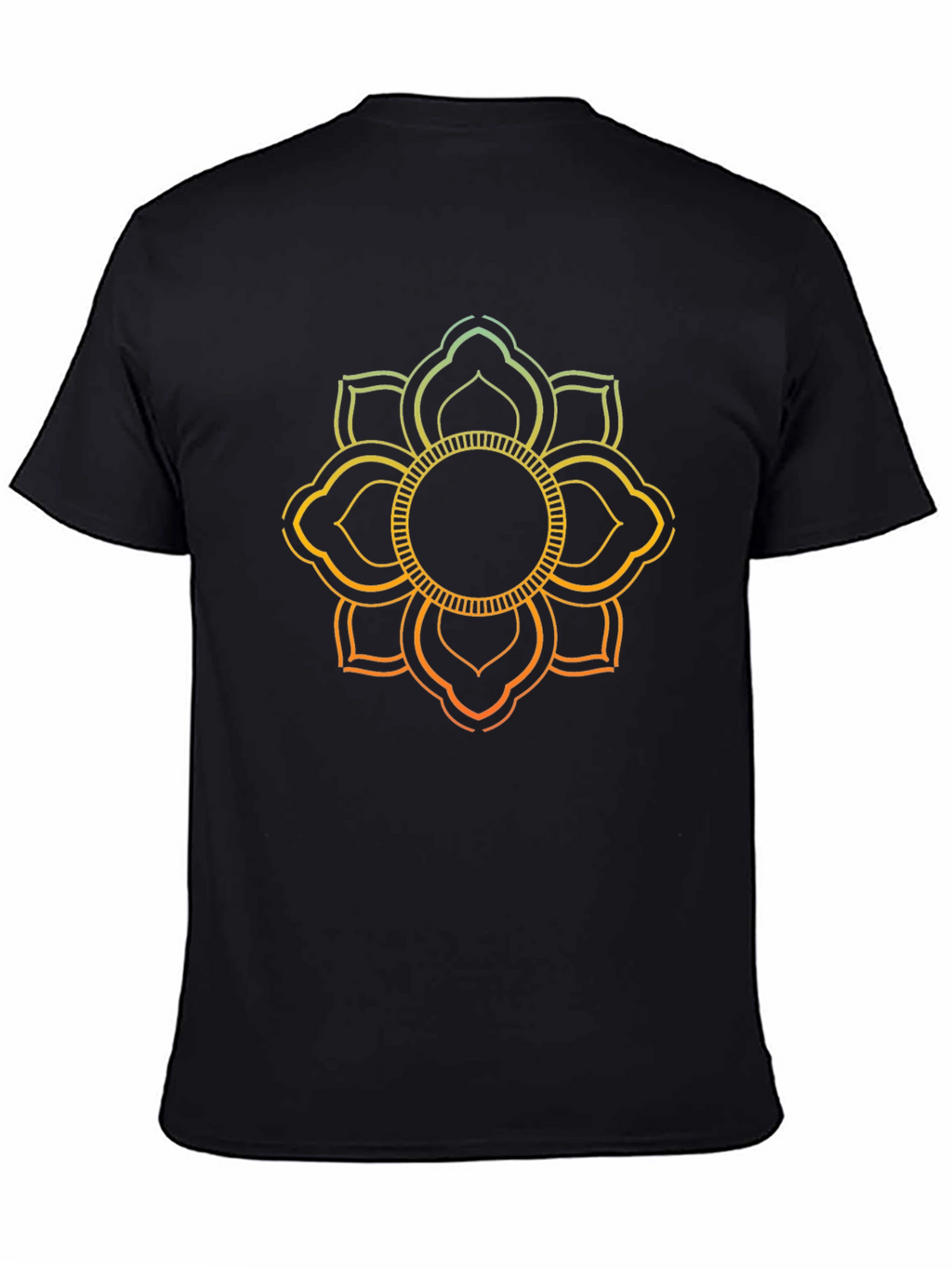 Lotus Mandala Graphic Print Black T-Shirt