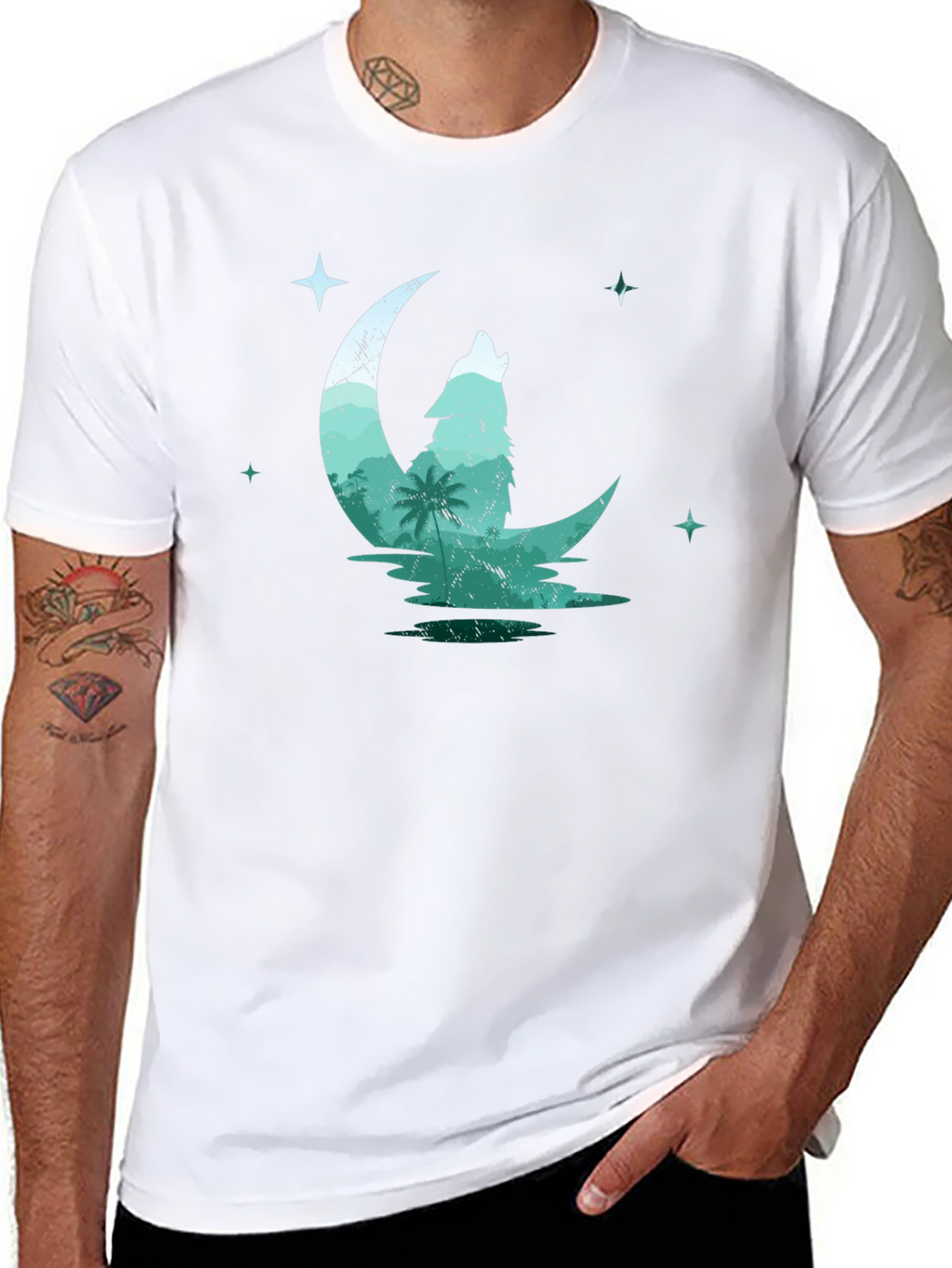 Wolf Moon Graphic Tee - Black Cotton T-Shirt