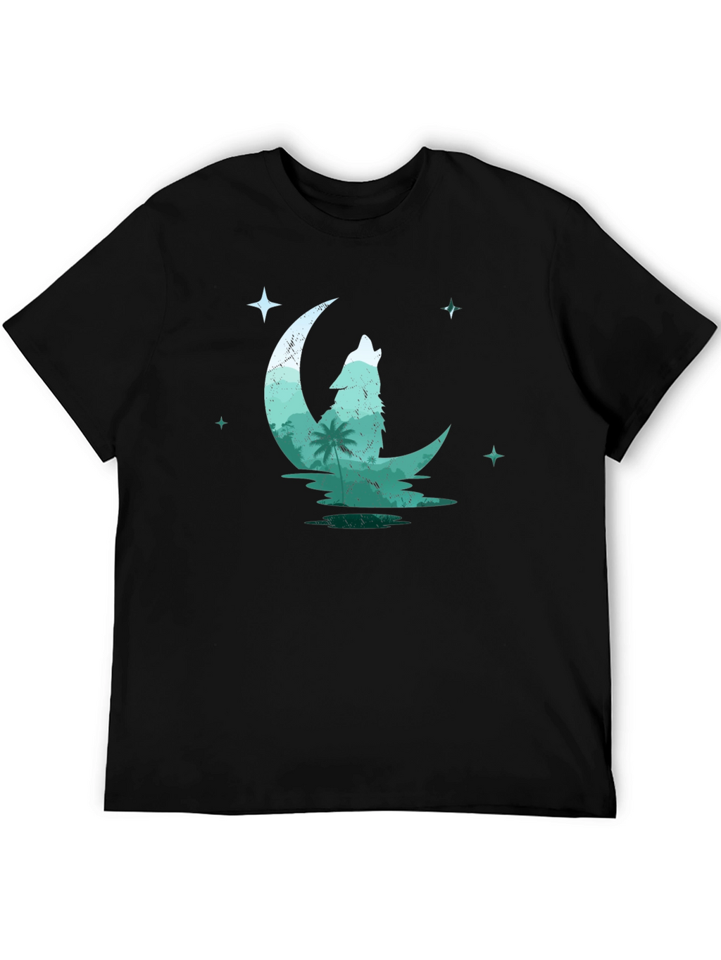 Wolf Moon Graphic Tee - Black Cotton T-Shirt