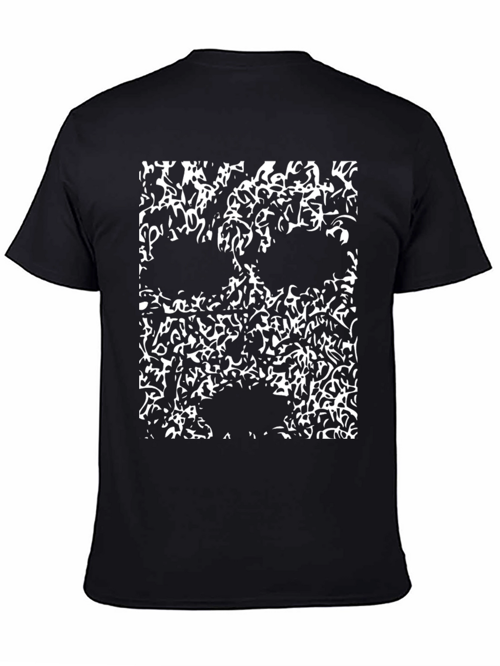 Abstract Skull Graphic Tee - Black Cotton T-Shirt
