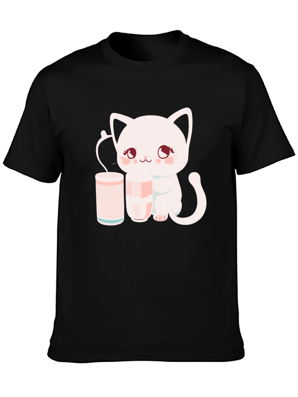 Cute Kitten with Milk T-Shirt