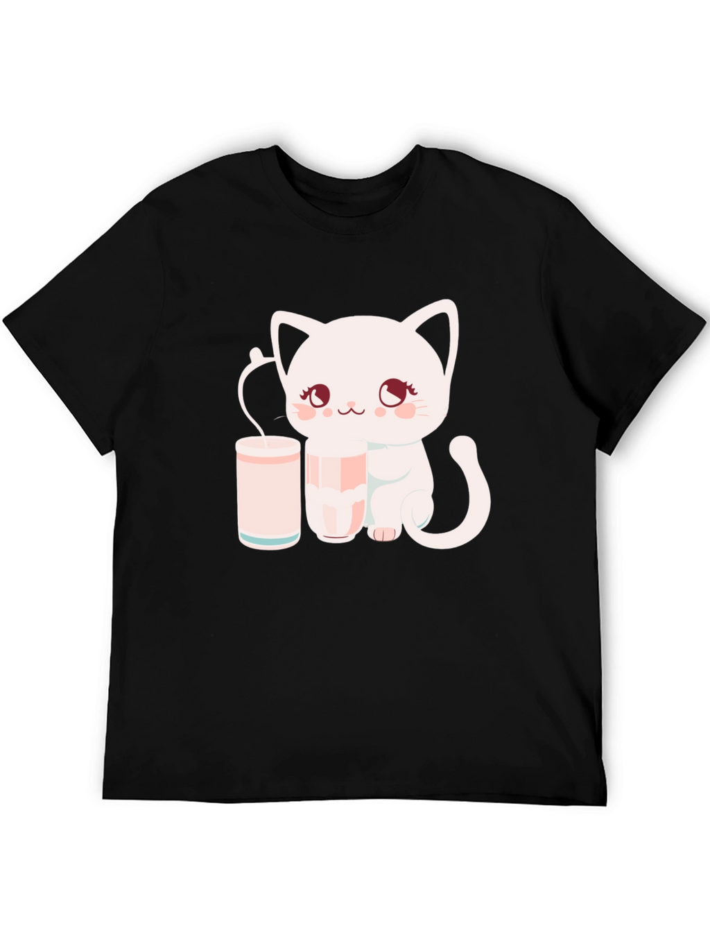 Cute Kitten with Milk T-Shirt