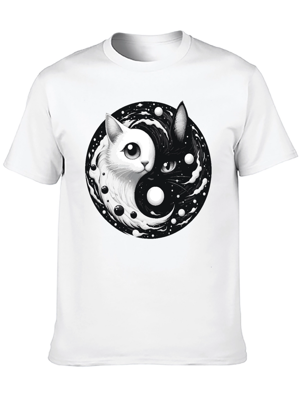 Yin Yang Cat Graphic T-Shirt - Balance & Style