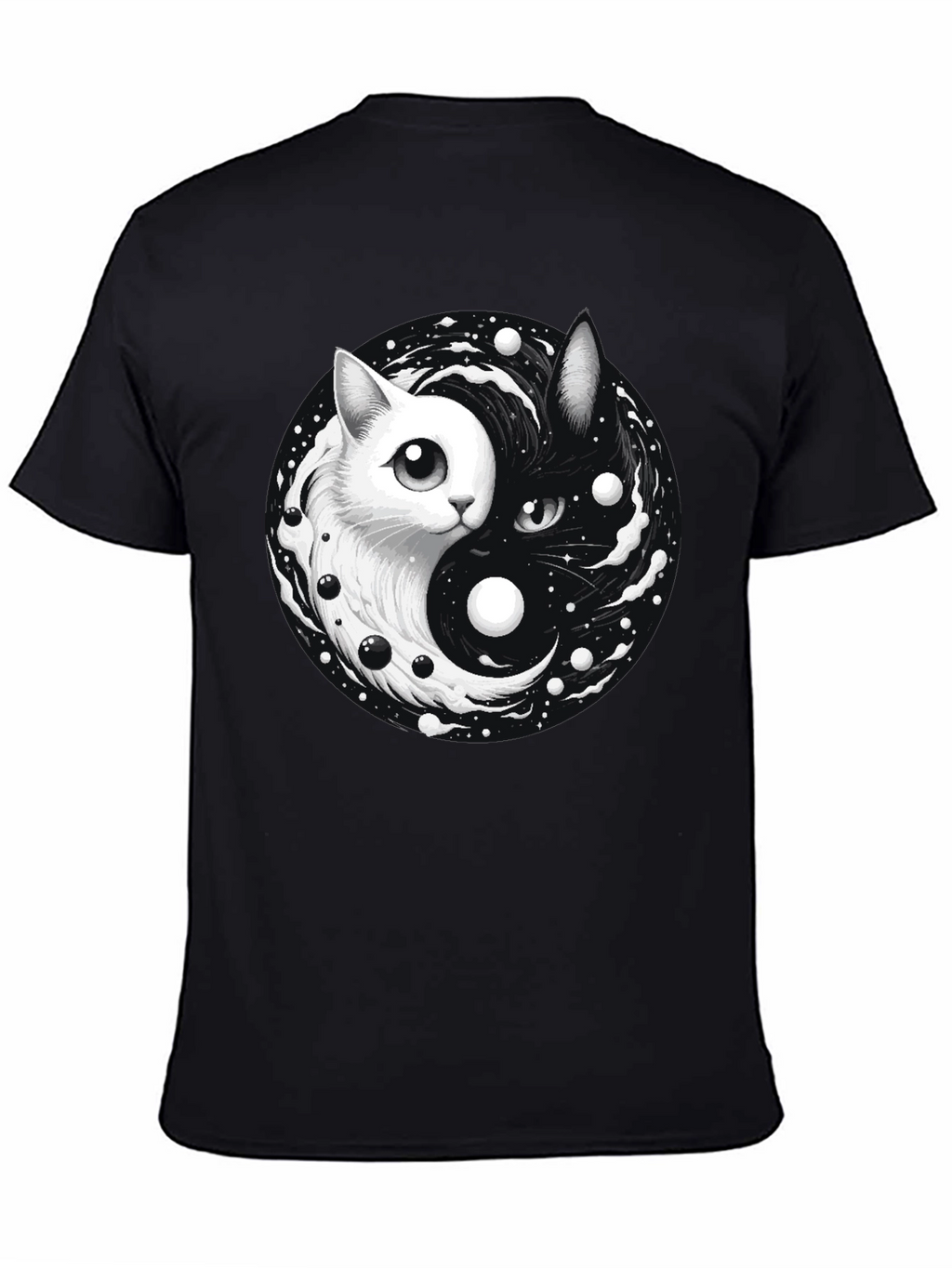 Yin Yang Cat Graphic T-Shirt - Balance & Style