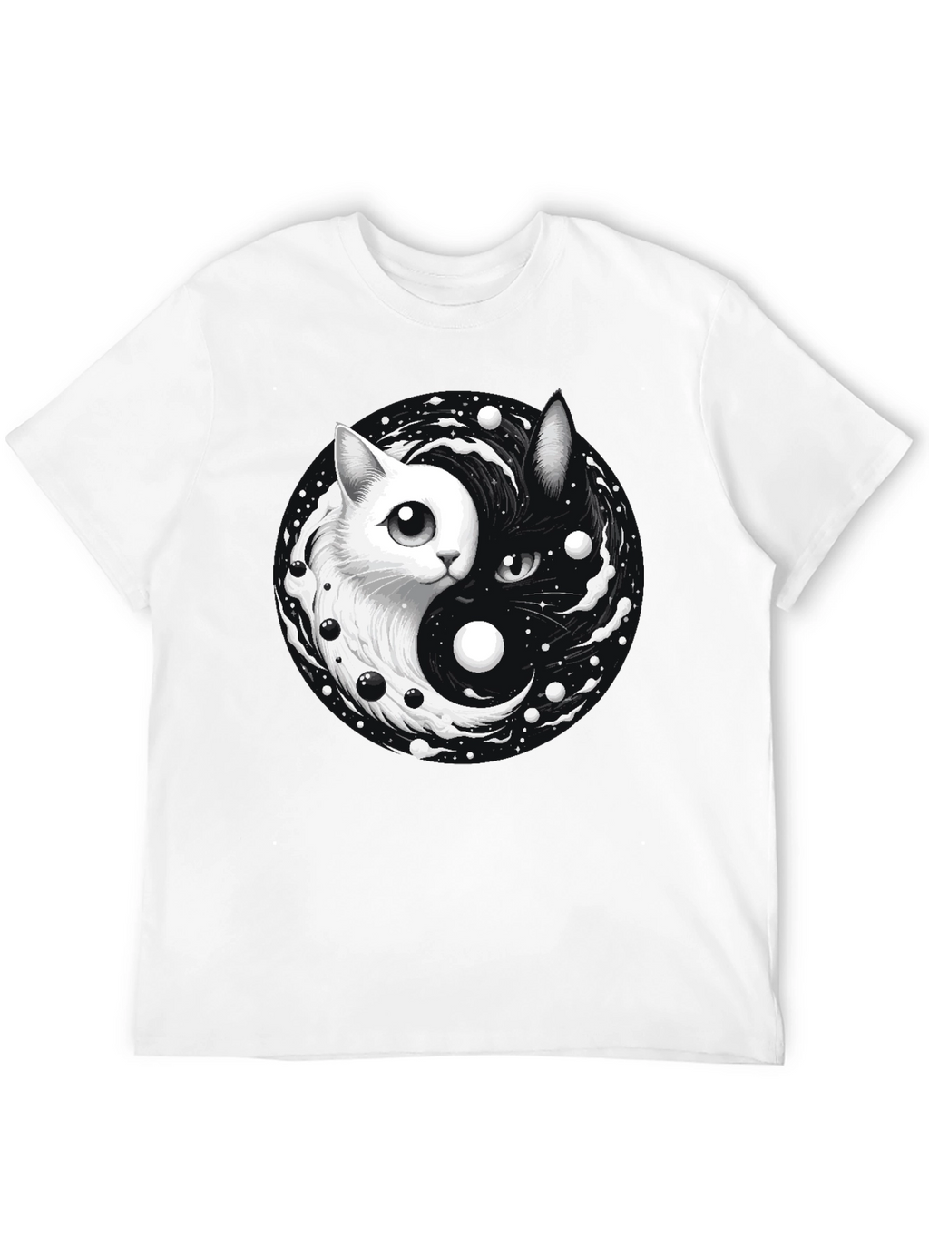 Yin Yang Cat Graphic T-Shirt - Balance & Style
