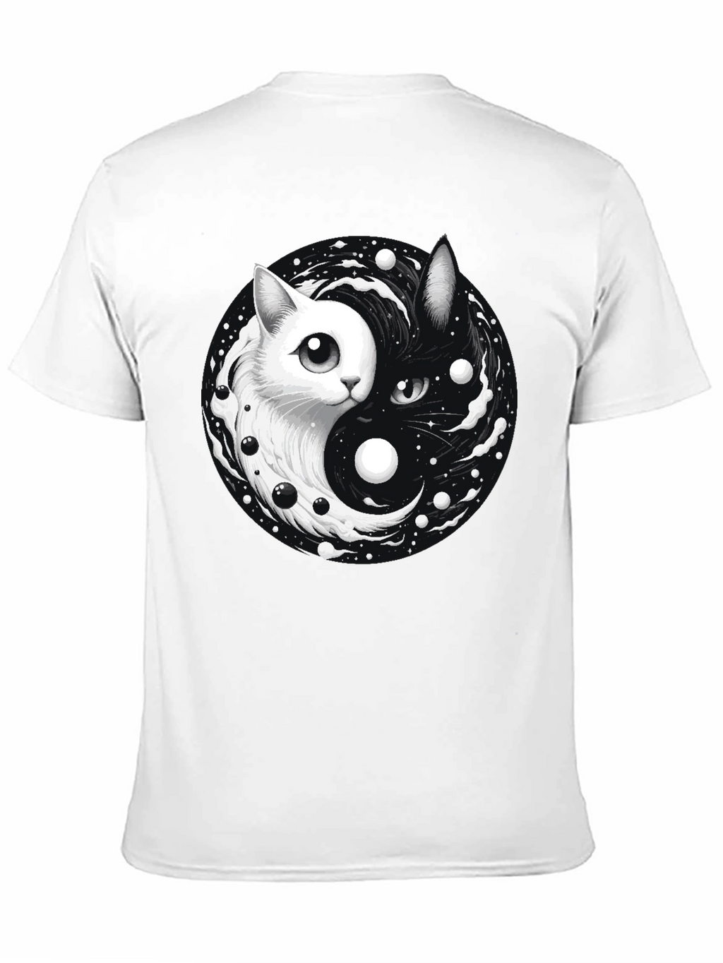 Yin Yang Cat Graphic T-Shirt - Balance & Style