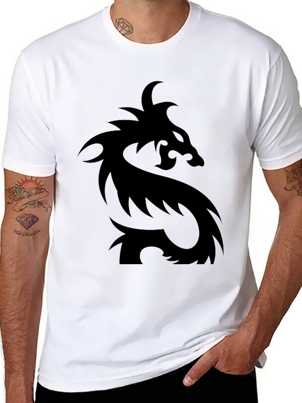 Mens Black Dragon Graphic T-Shirt