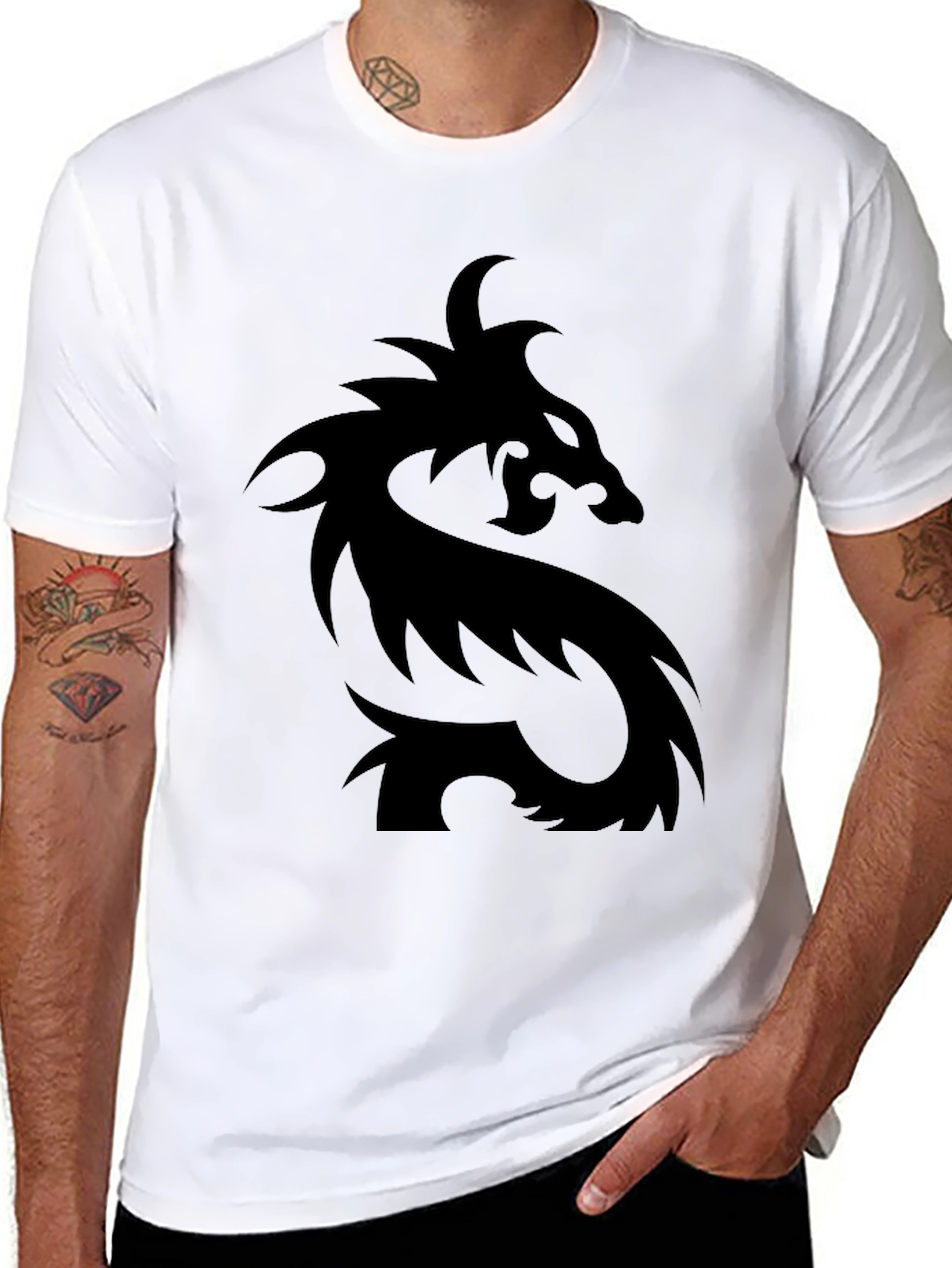 Mens Black Dragon Graphic T-Shirt
