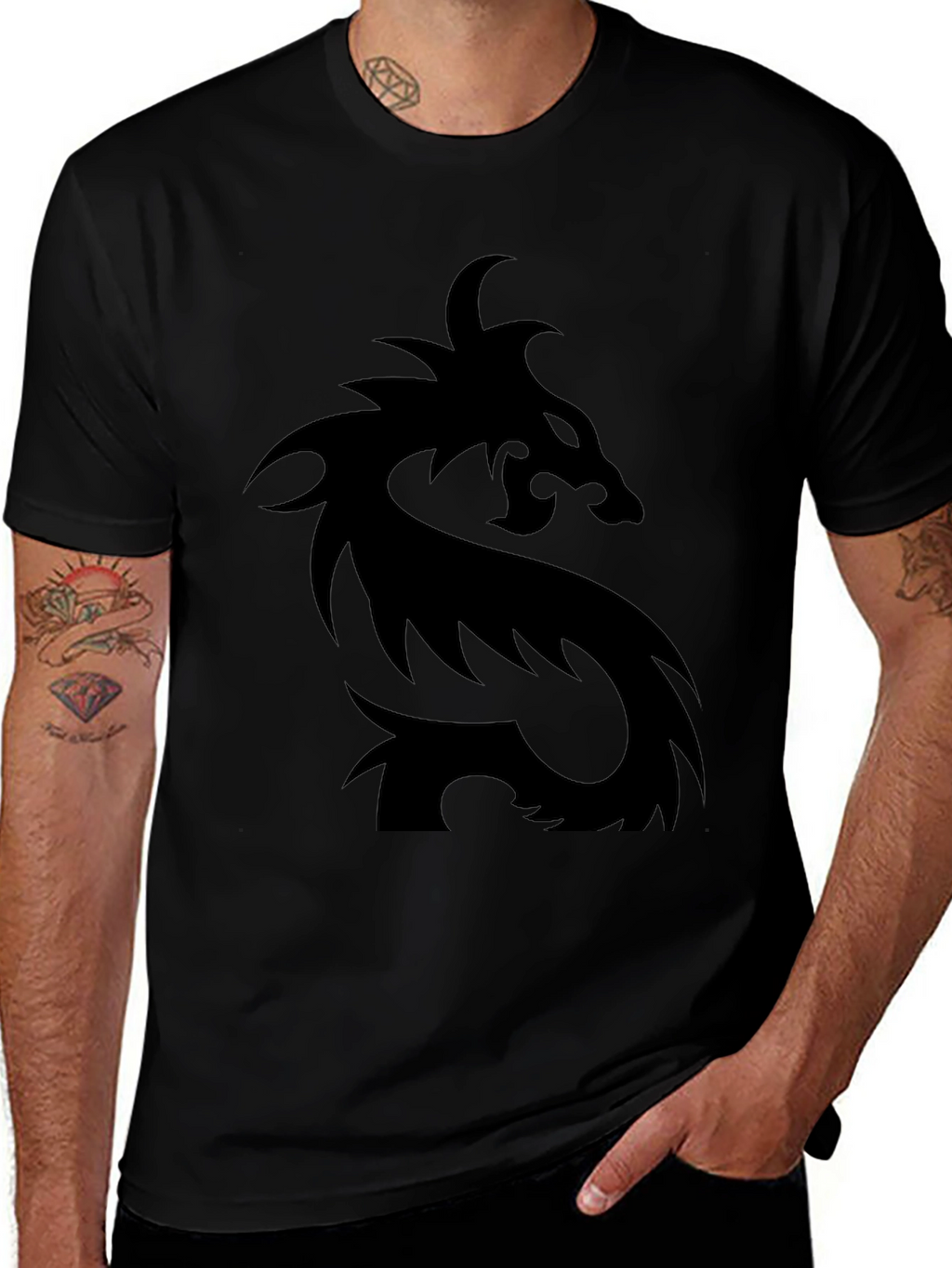 Mens Black Dragon Graphic T-Shirt