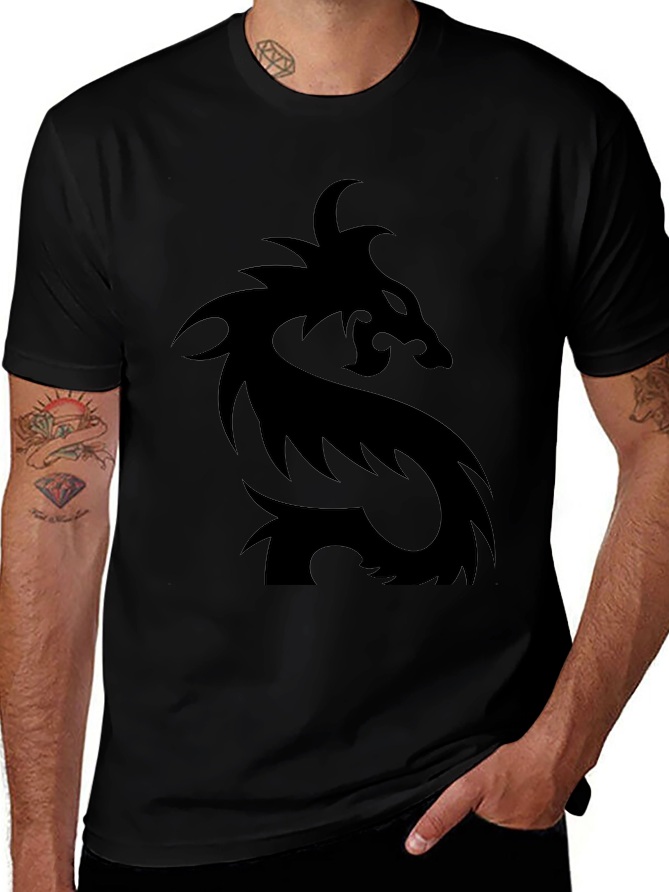 Mens Black Dragon Graphic T-Shirt