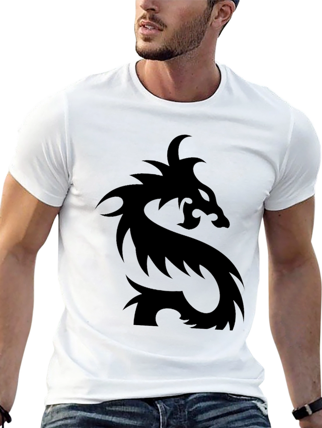 Mens Black Dragon Graphic T-Shirt