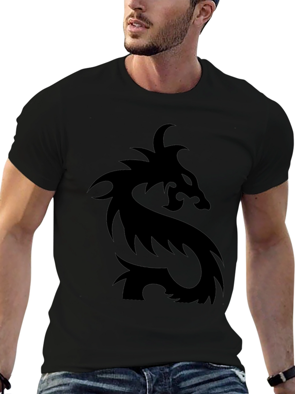 Mens Black Dragon Graphic T-Shirt