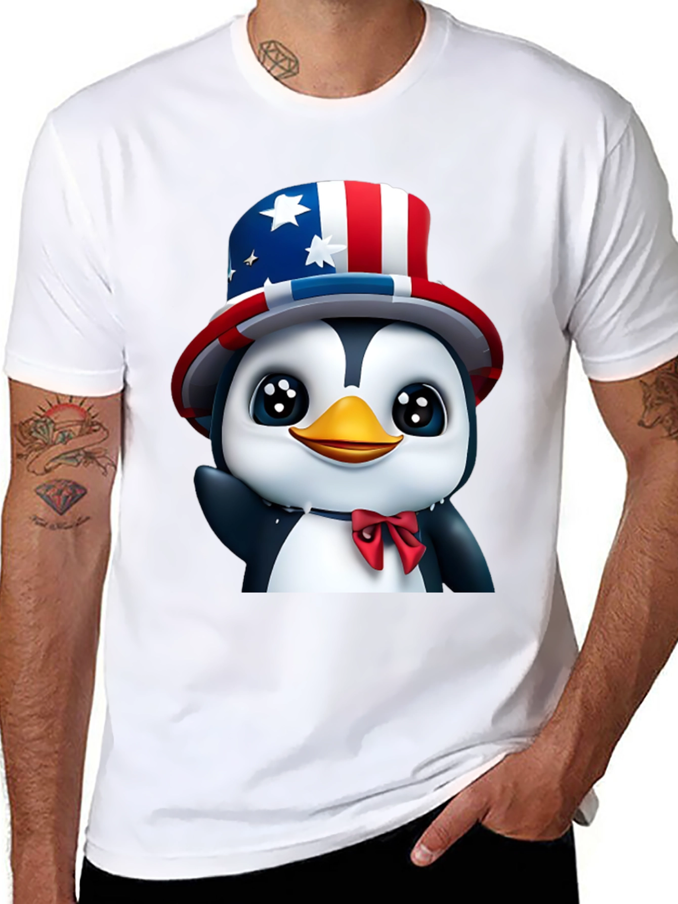 Patriotic Penguin T-Shirt - USA Pride