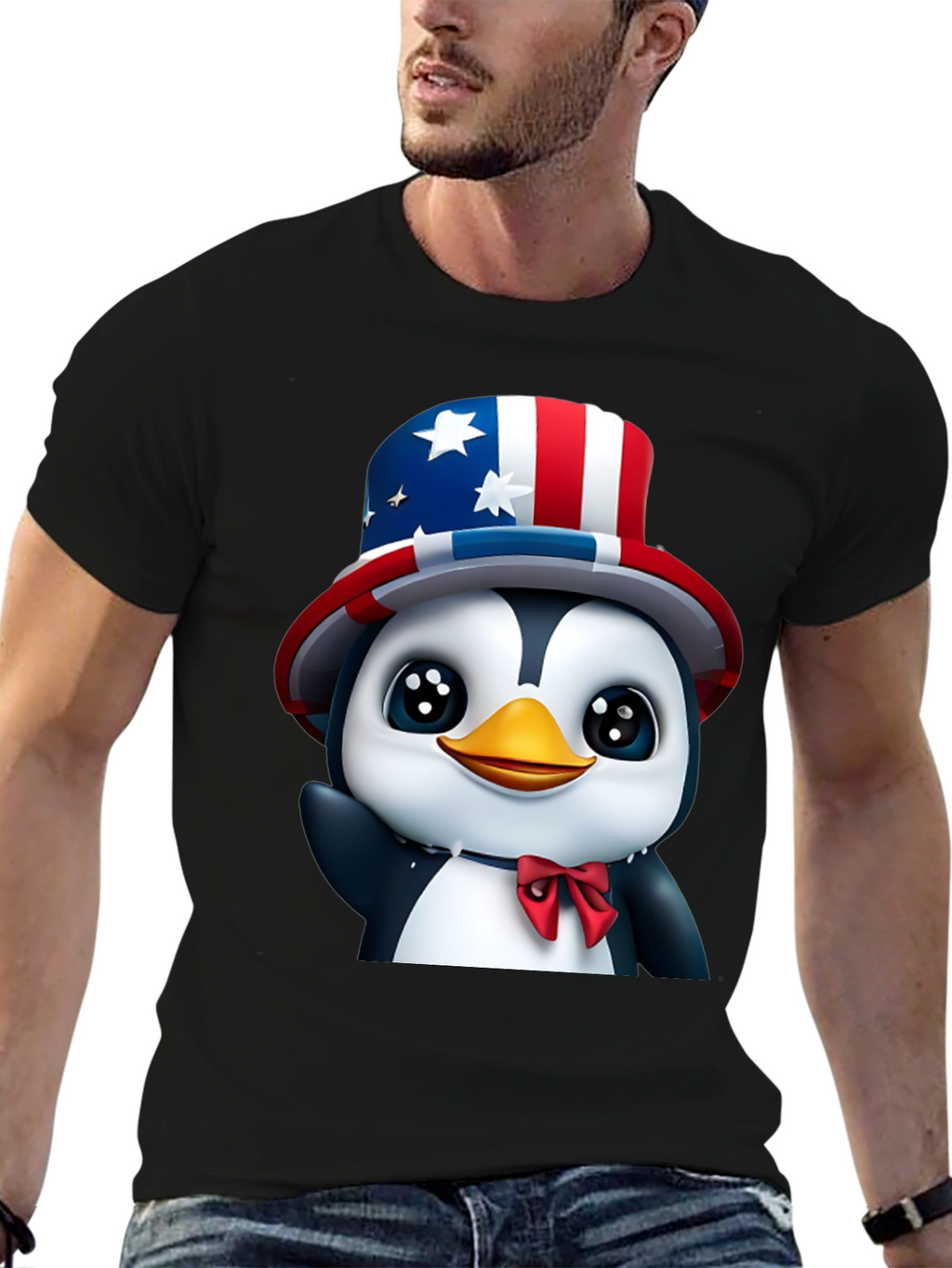 Patriotic Penguin T-Shirt - USA Pride