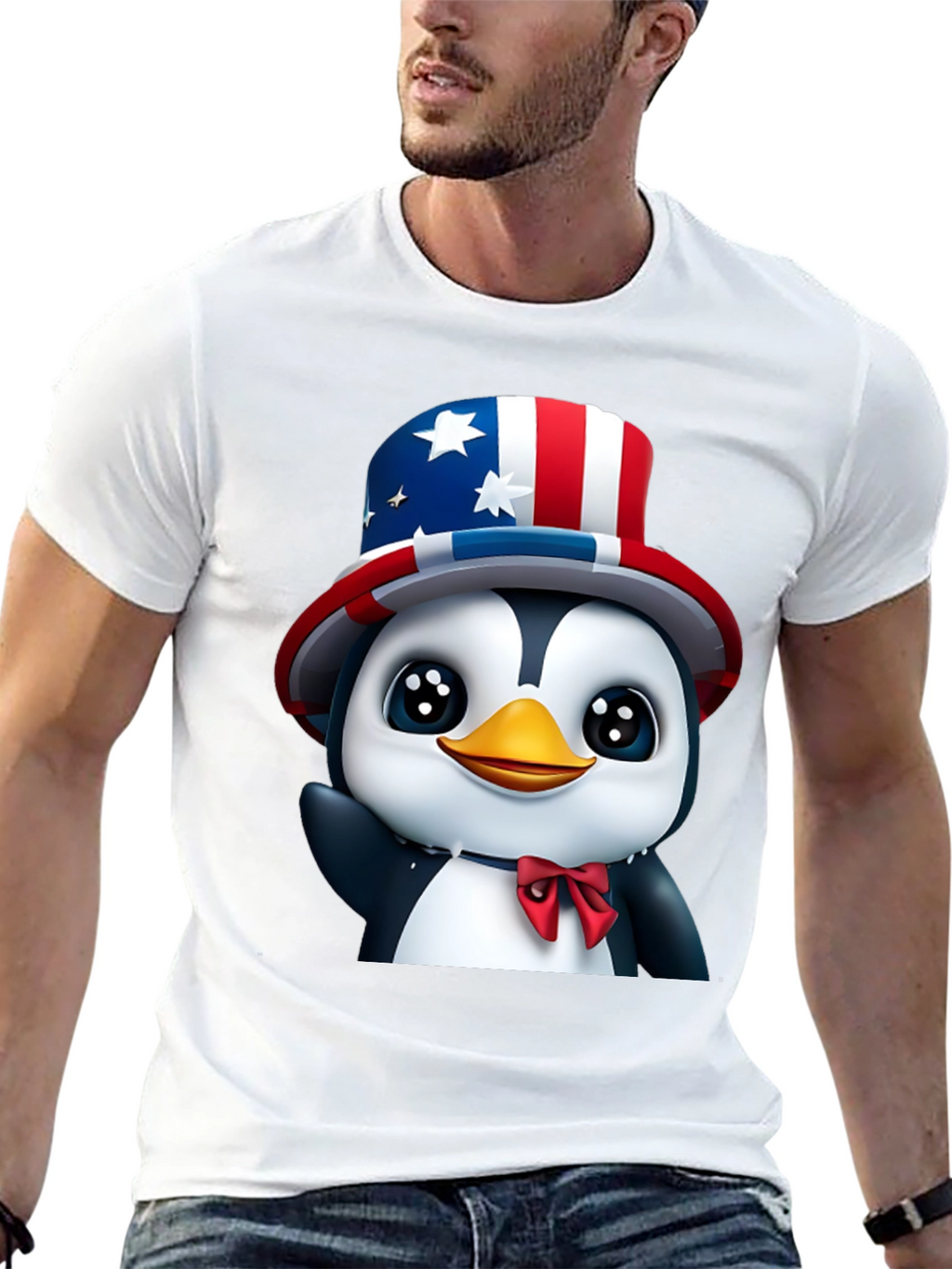Patriotic Penguin T-Shirt - USA Pride
