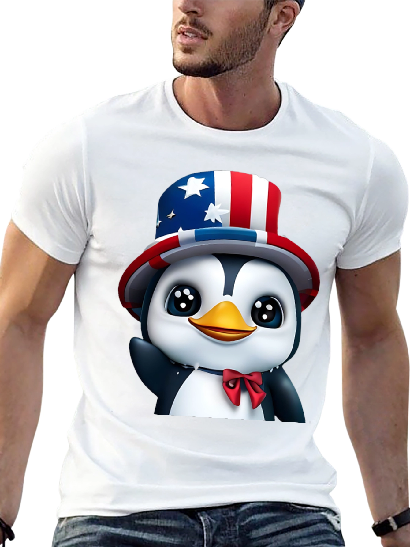 Patriotic Penguin T-Shirt - USA Pride