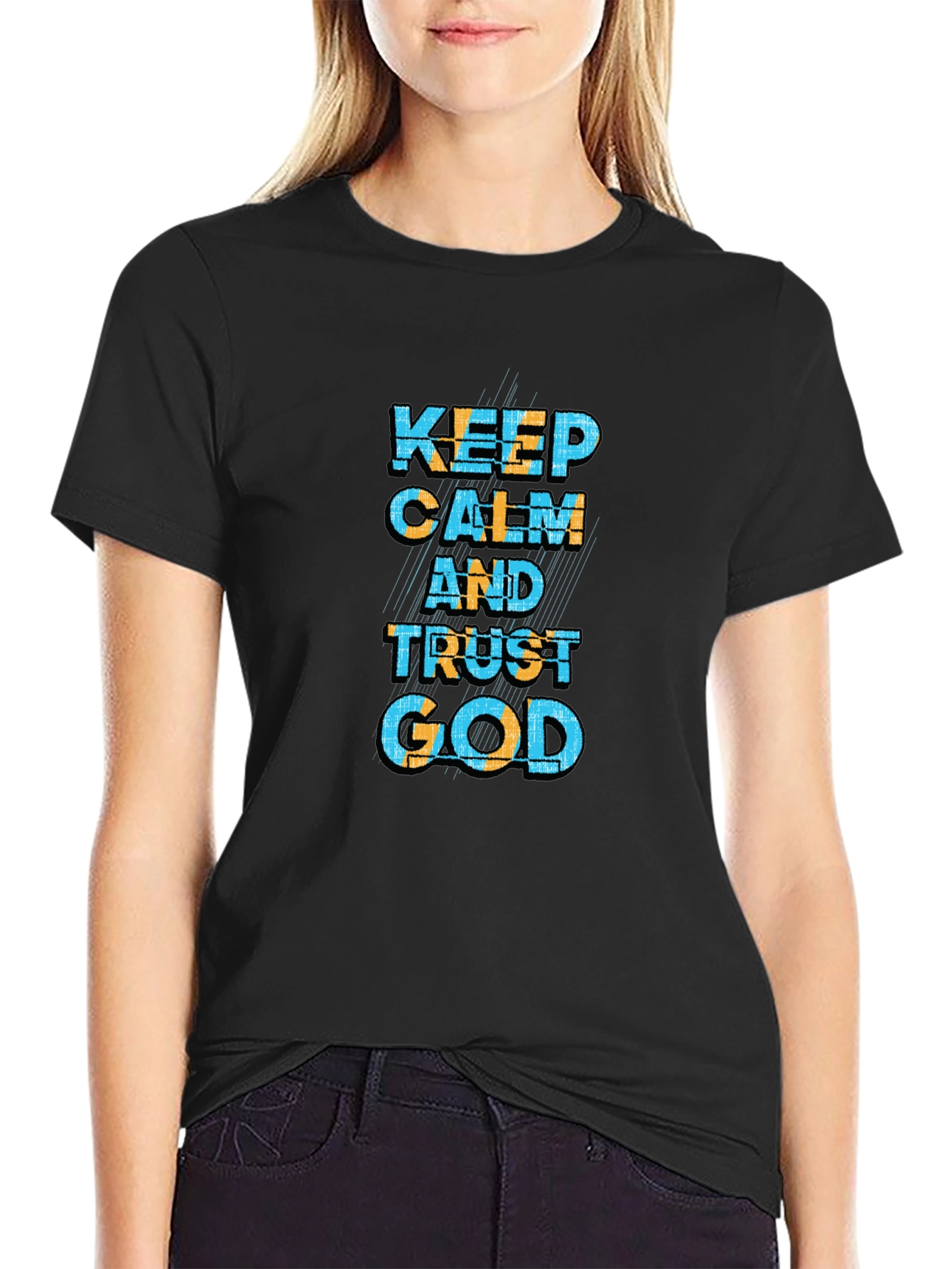 Keep Calm and Trust God Black T-Shirt