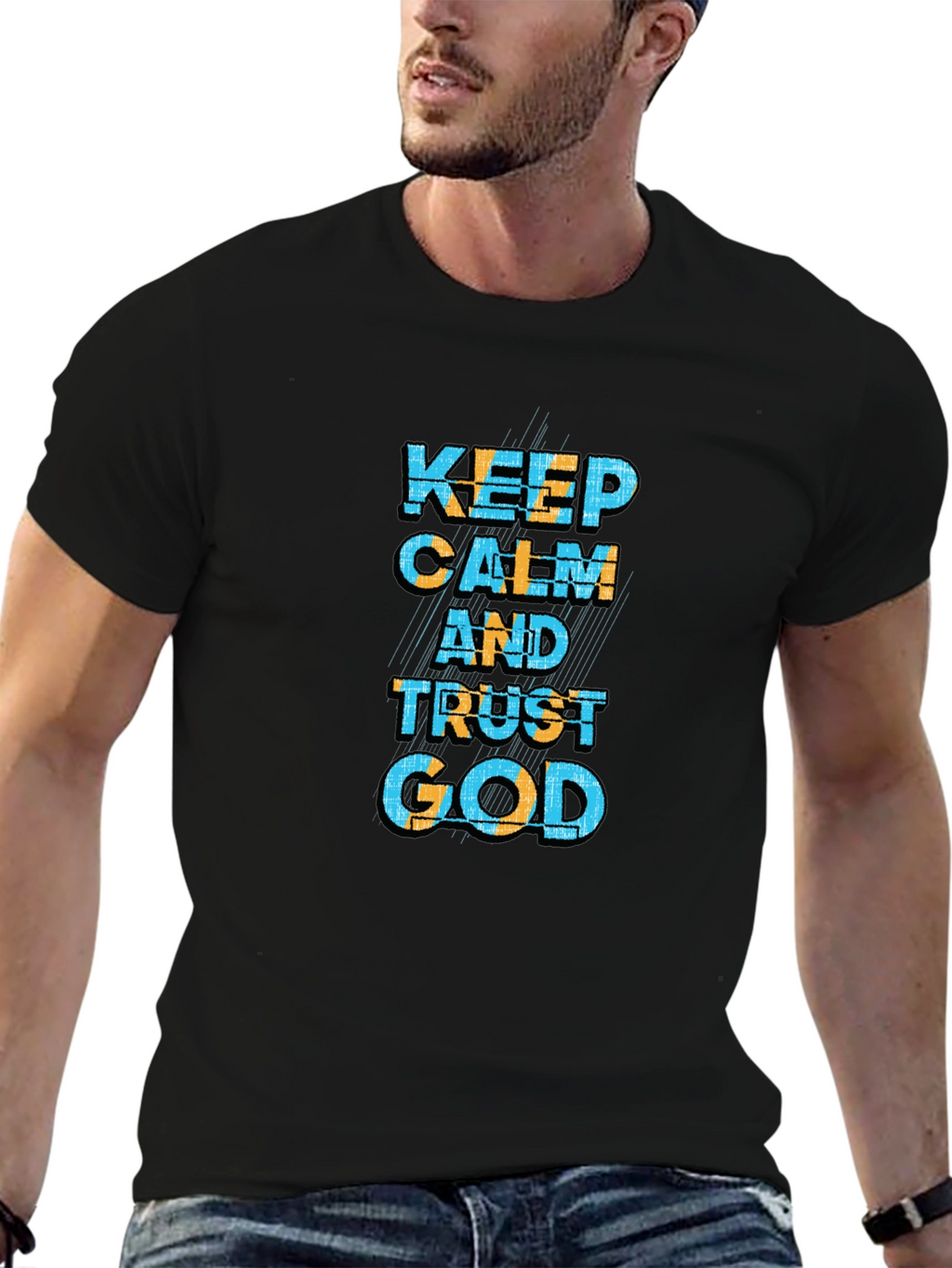 Keep Calm and Trust God Black T-Shirt