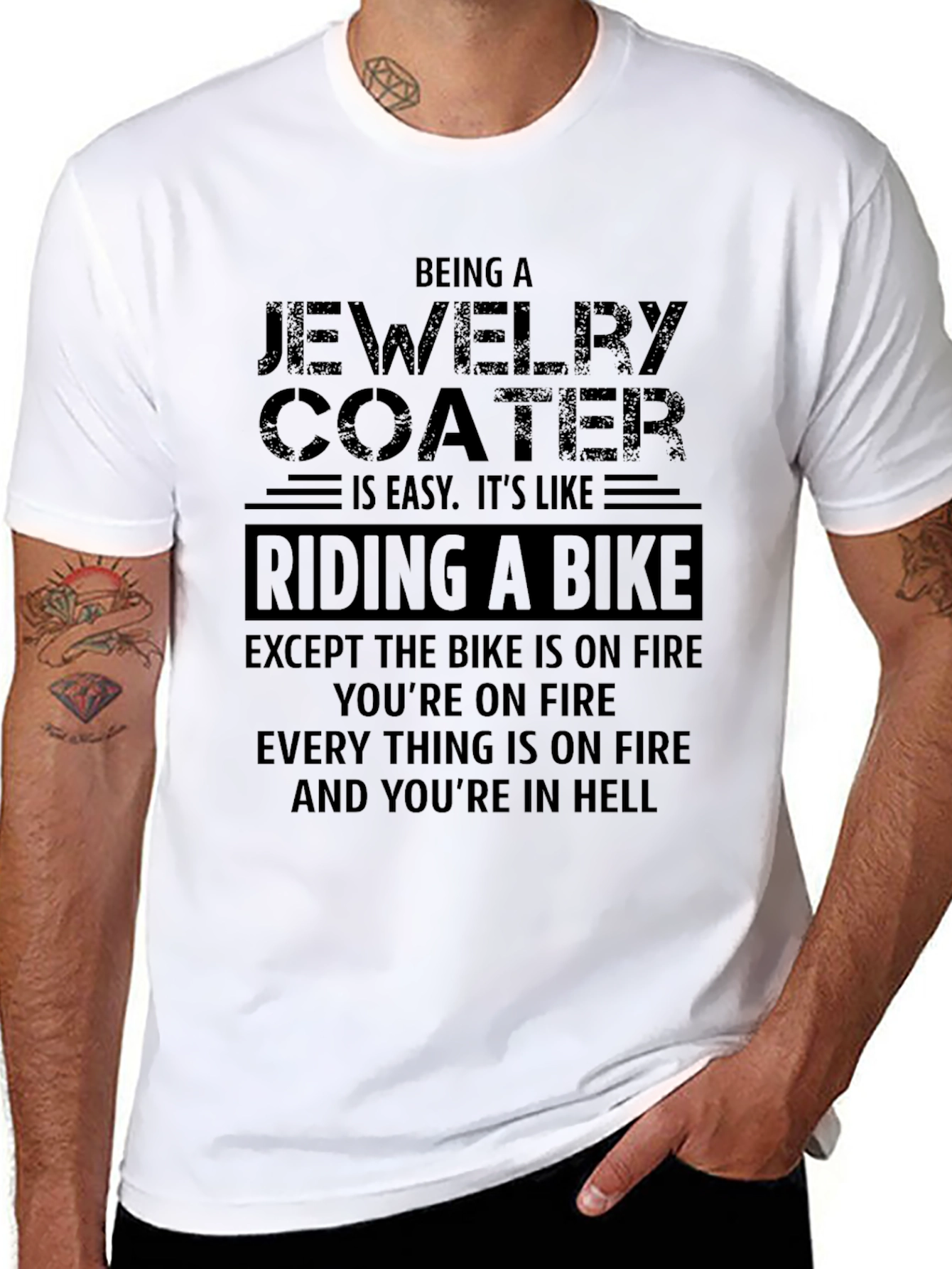 Jewelry Coater Funny T-Shirt Riding Bike On Fire Graphic Tee