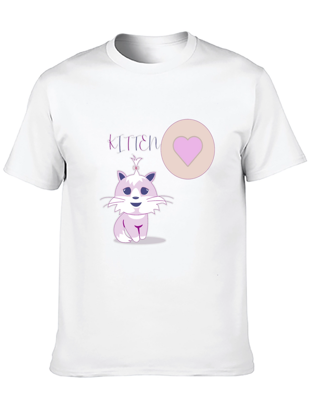 Cute Kitten Graphic Tee - Heart Detail Black T-Shirt