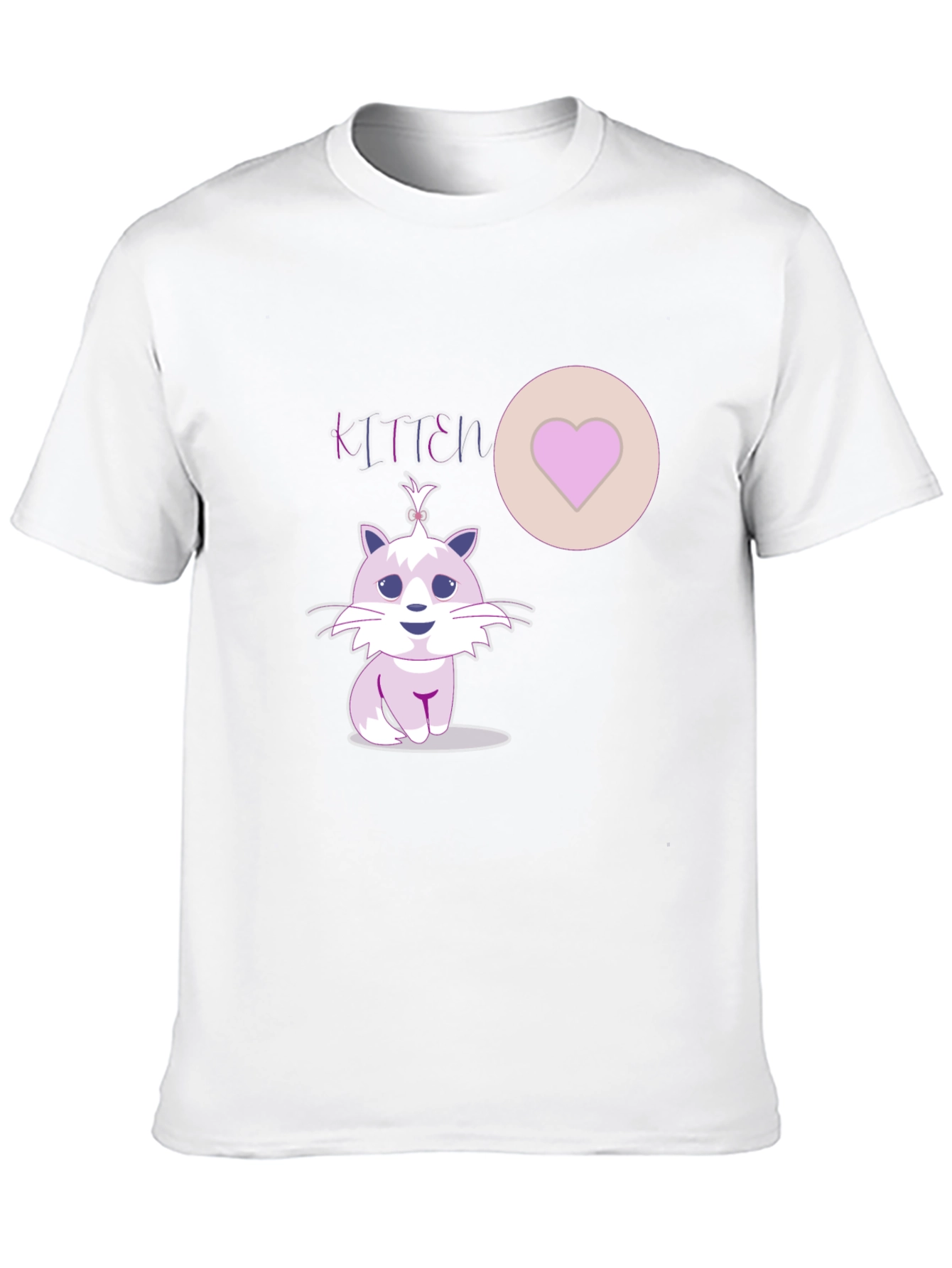Cute Kitten Graphic Tee - Heart Detail Black T-Shirt