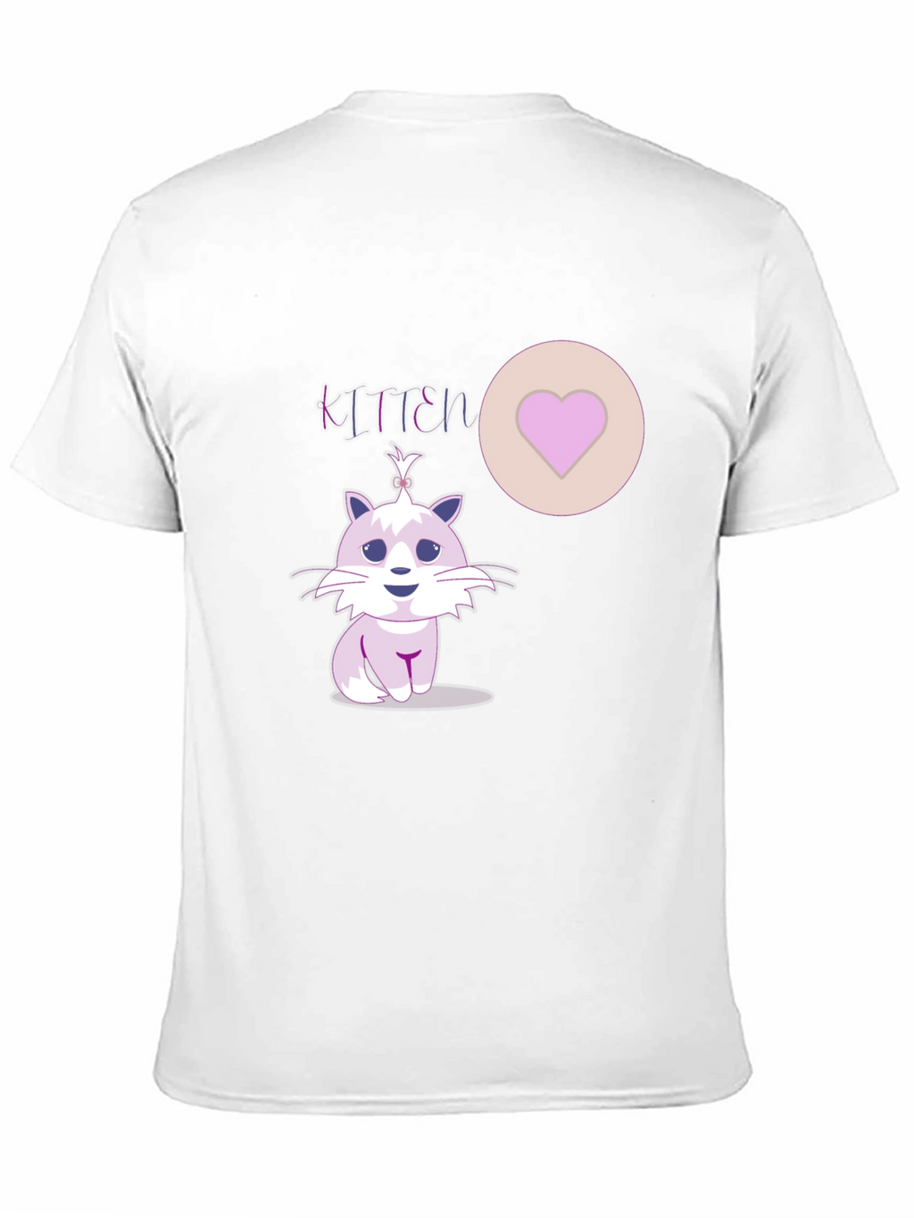 Cute Kitten Graphic Tee - Heart Detail Black T-Shirt